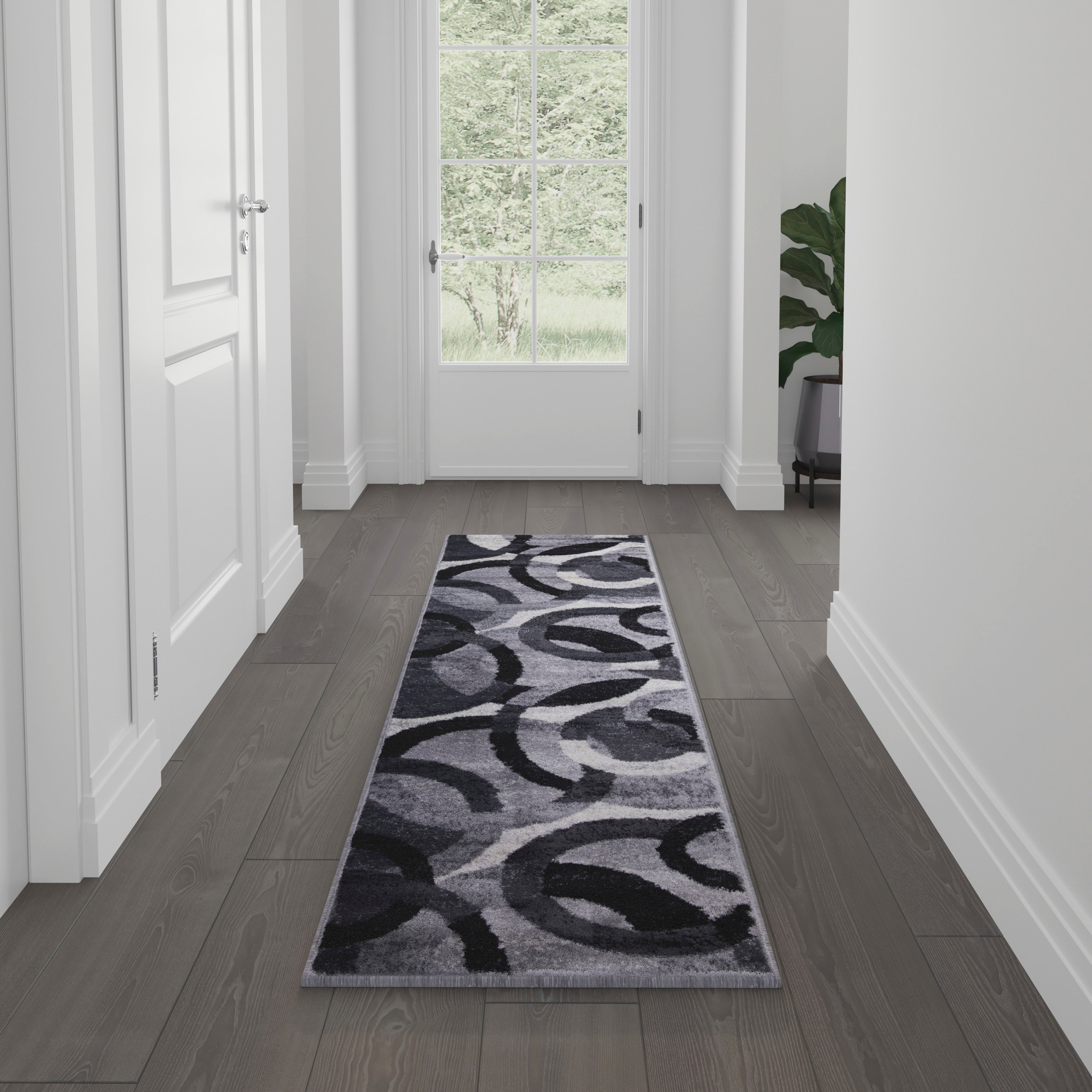 Surya Azalea 6' Round Hand Woven Area Rug in Gray, White & Black