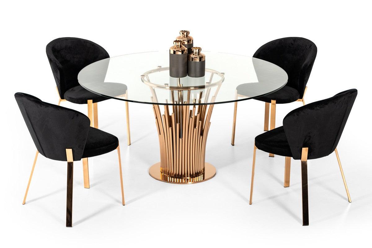 Modrest Paxton Modern Round Glass Rosegold Dining Table