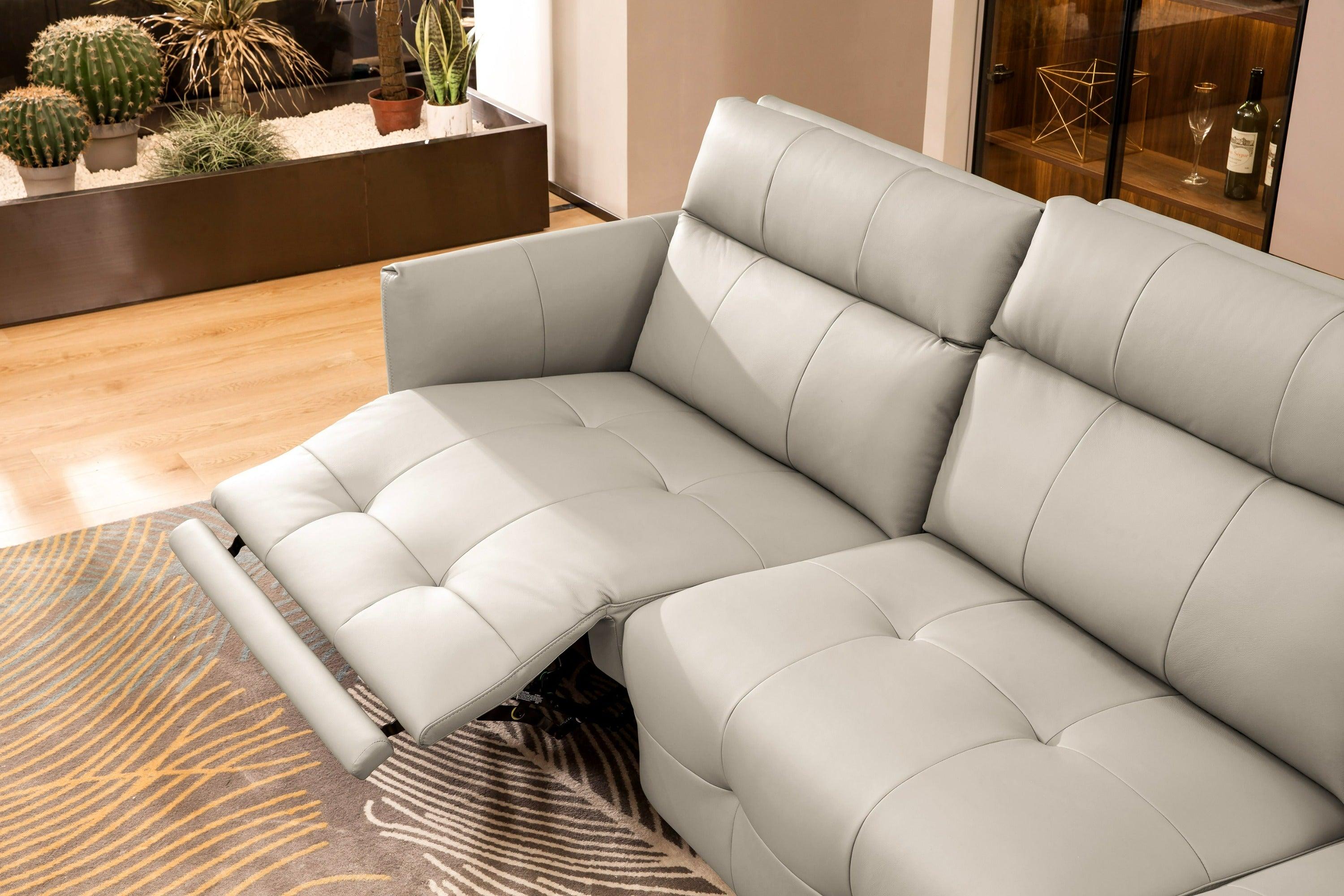 Divani Casa Joliet Modern Leather 4Seater Sofa w/ Two Recliners