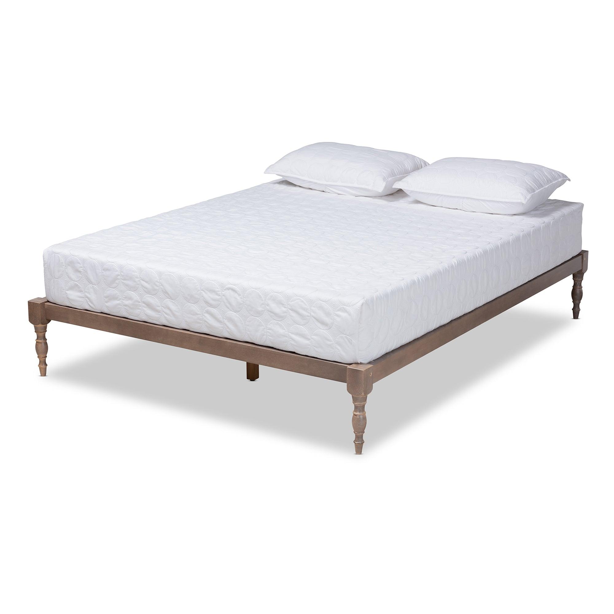 Iseline Modern and Contemporary Antique Finished Wood Platform Bed Frame