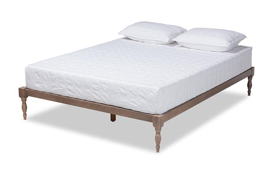 Iseline Modern and Contemporary Antique Finished Wood Platform Bed Frame