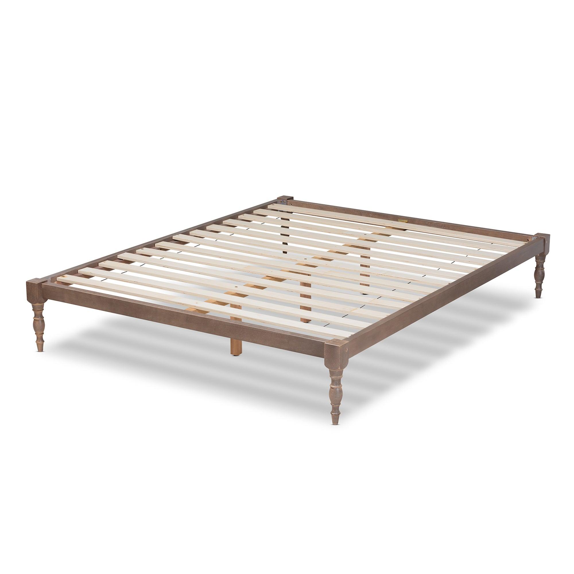 Iseline Modern and Contemporary Antique Finished Wood Platform Bed Frame