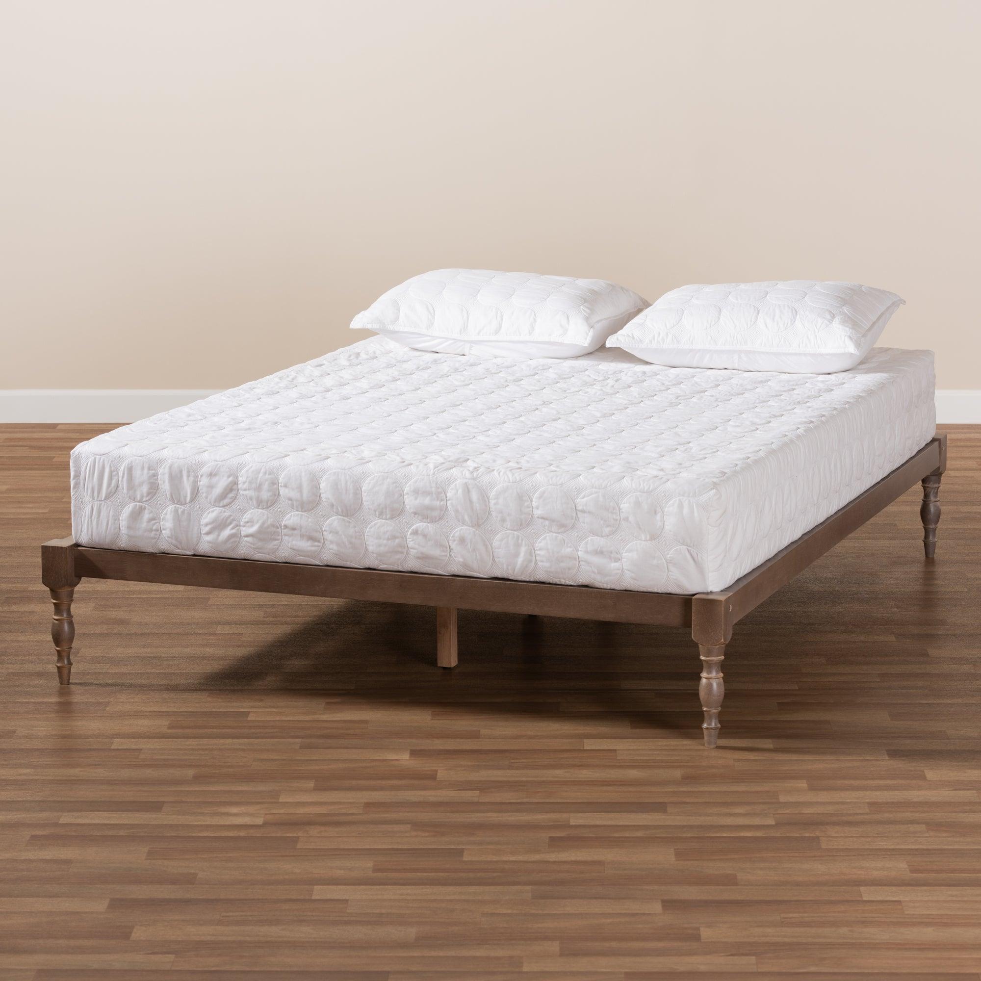 Iseline Modern and Contemporary Antique Finished Wood Platform Bed Frame