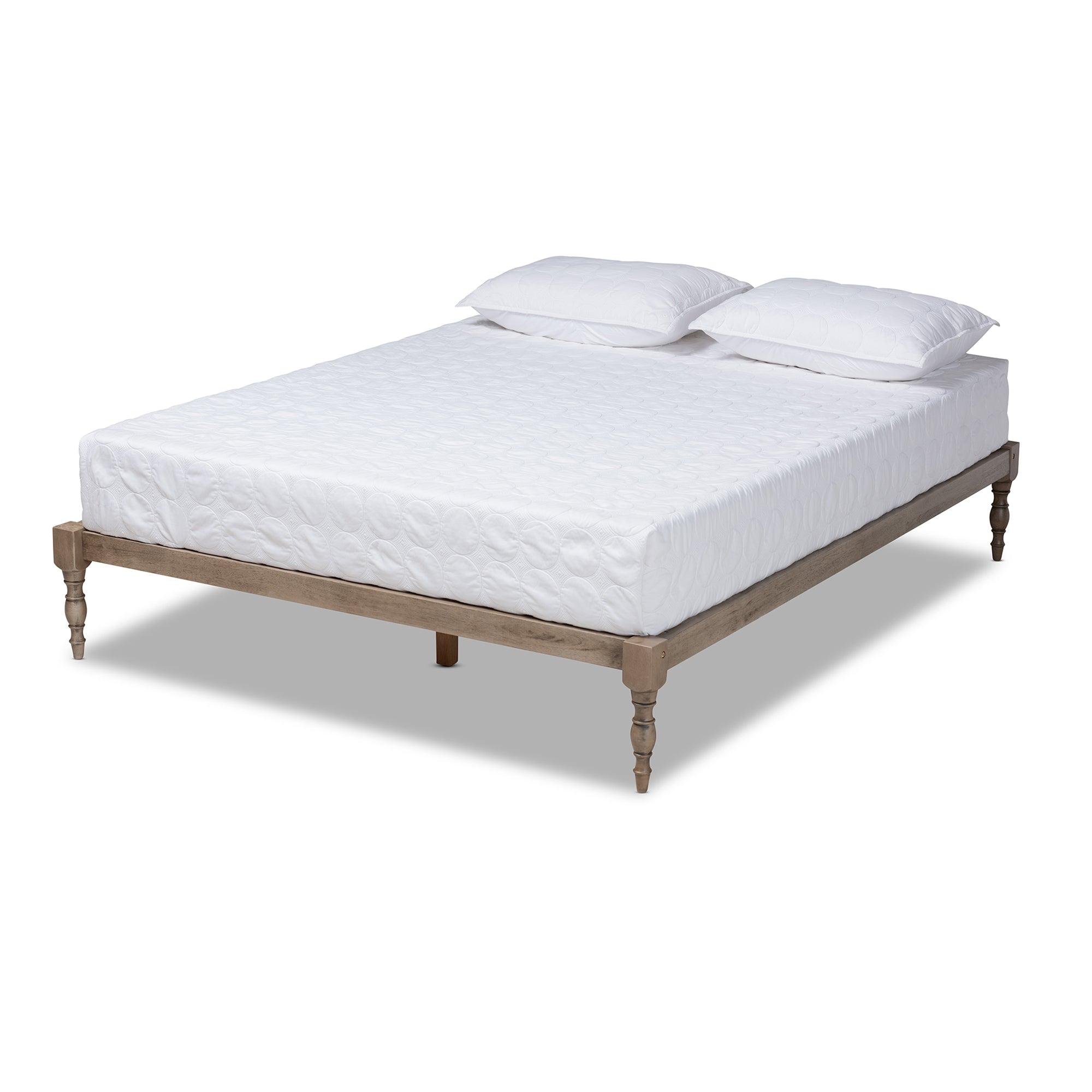 Iseline Modern and Contemporary Antique Finished Wood Platform Bed Frame