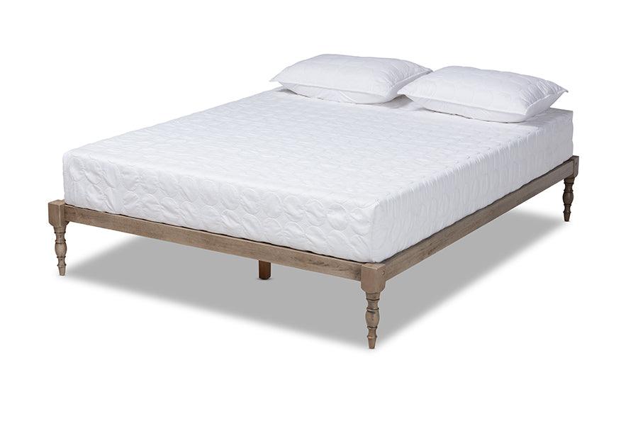 Iseline Modern and Contemporary Antique Finished Wood Platform Bed Frame