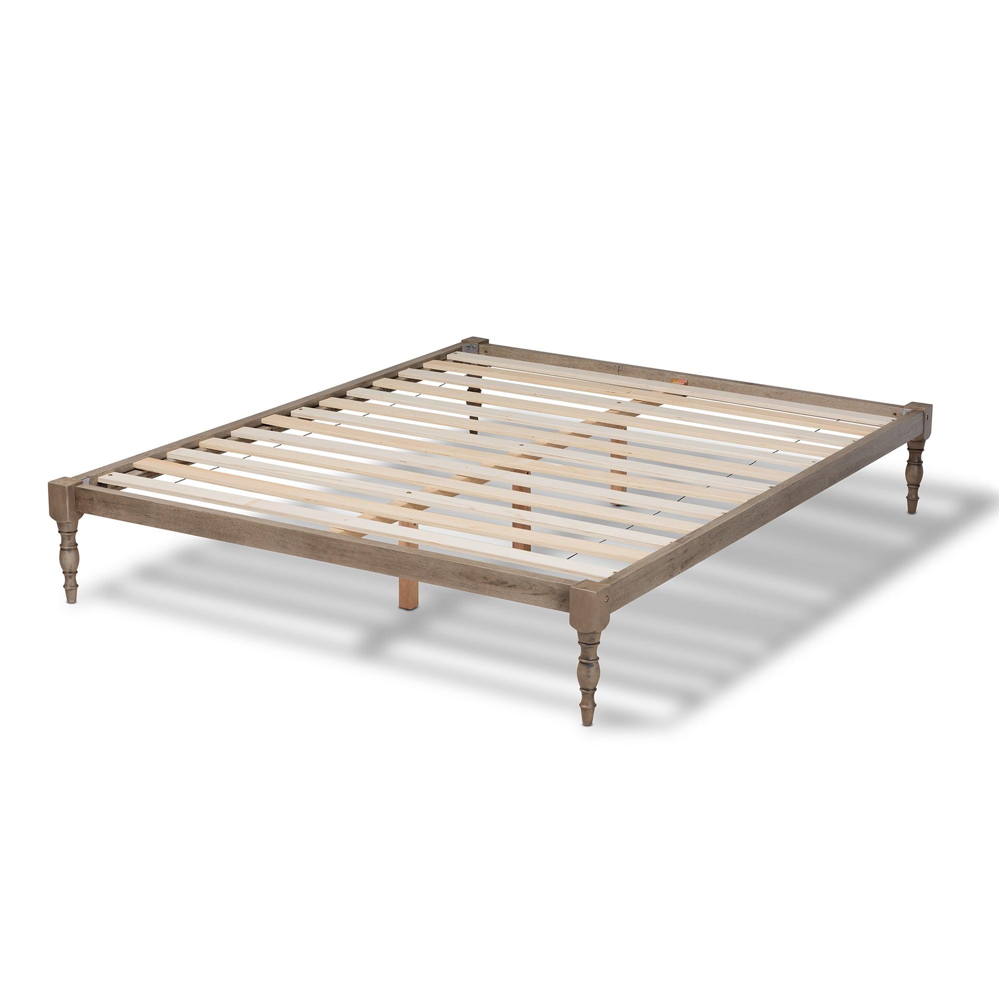 Iseline Modern and Contemporary Antique Finished Wood Platform Bed Frame