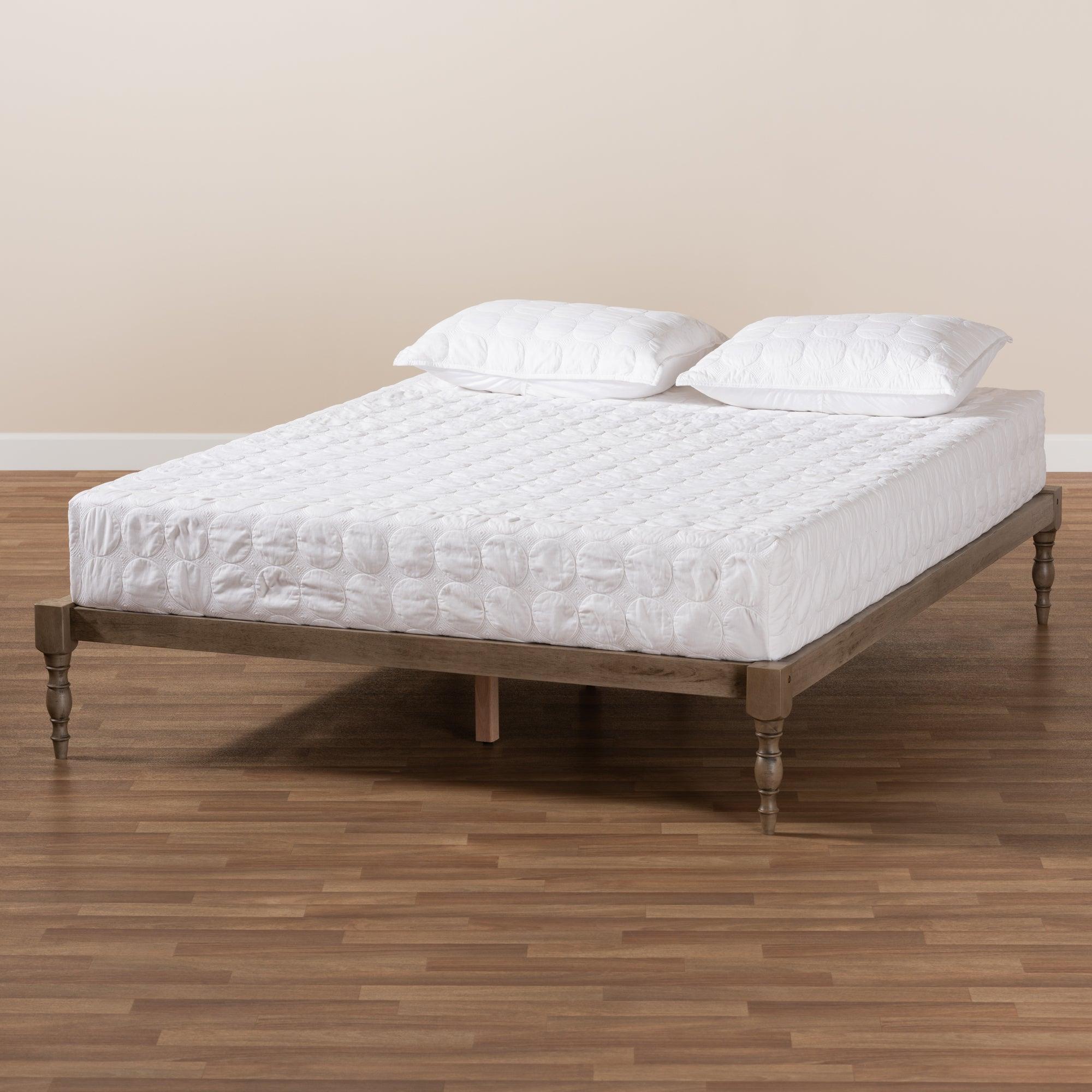 Iseline Modern and Contemporary Antique Finished Wood Platform Bed Frame