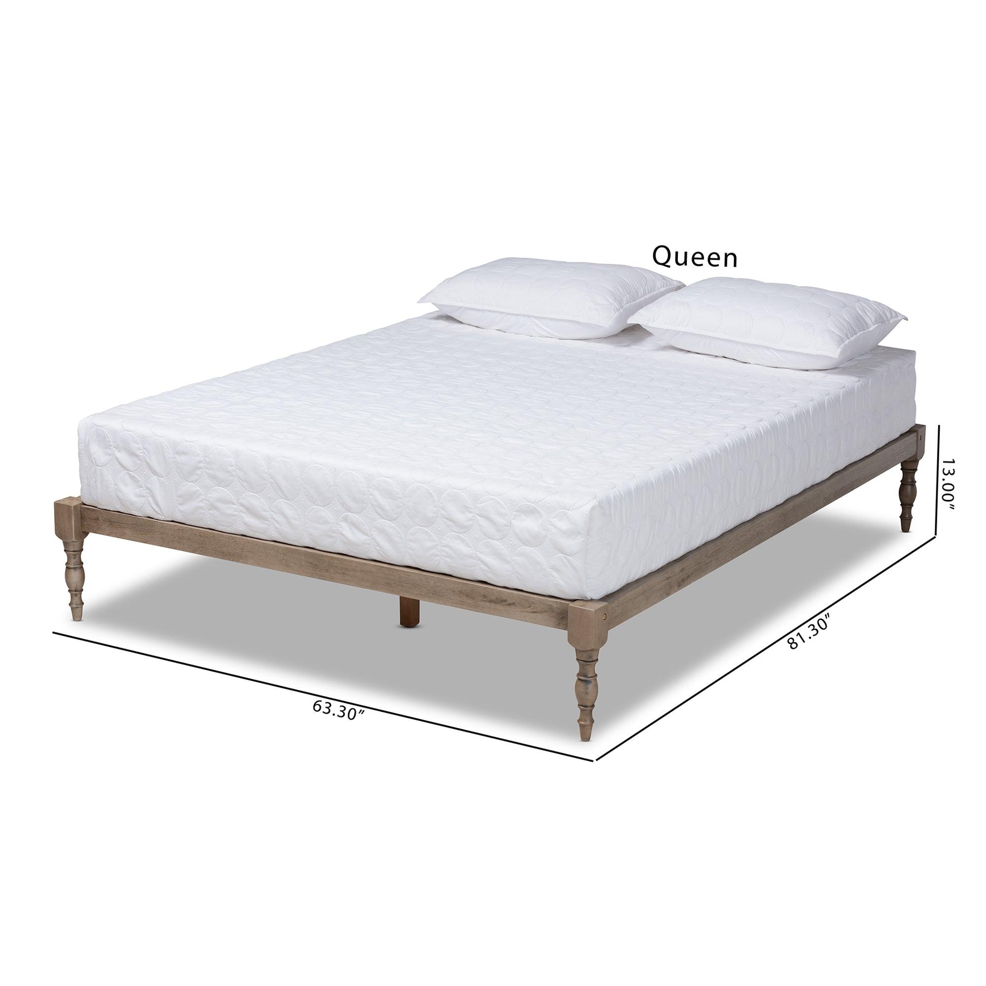 Iseline Modern and Contemporary Antique Finished Wood Platform Bed Frame