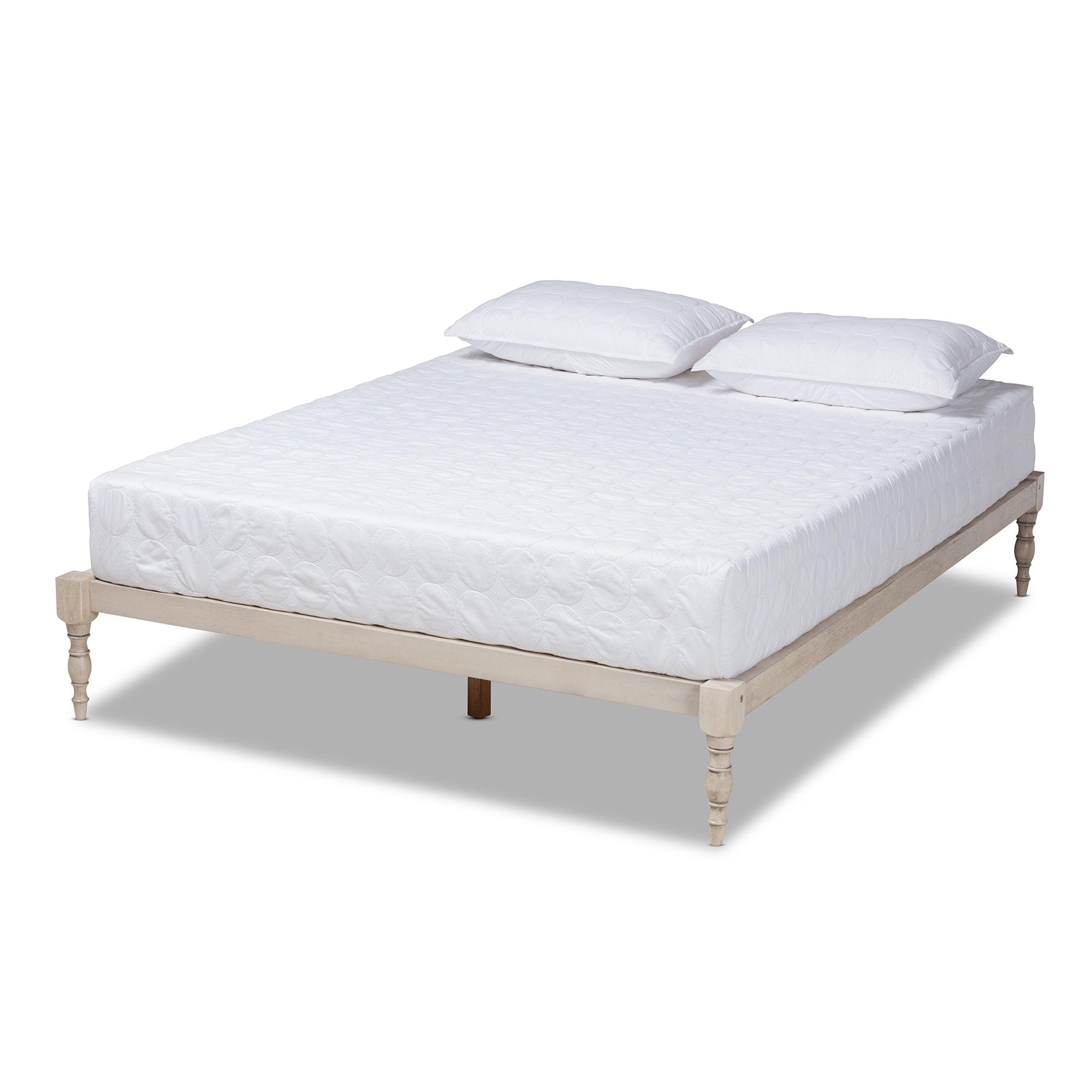 Iseline Modern and Contemporary Antique Finished Wood Platform Bed Frame