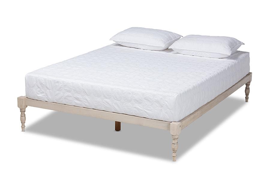 Iseline Modern and Contemporary Antique Finished Wood Platform Bed Frame