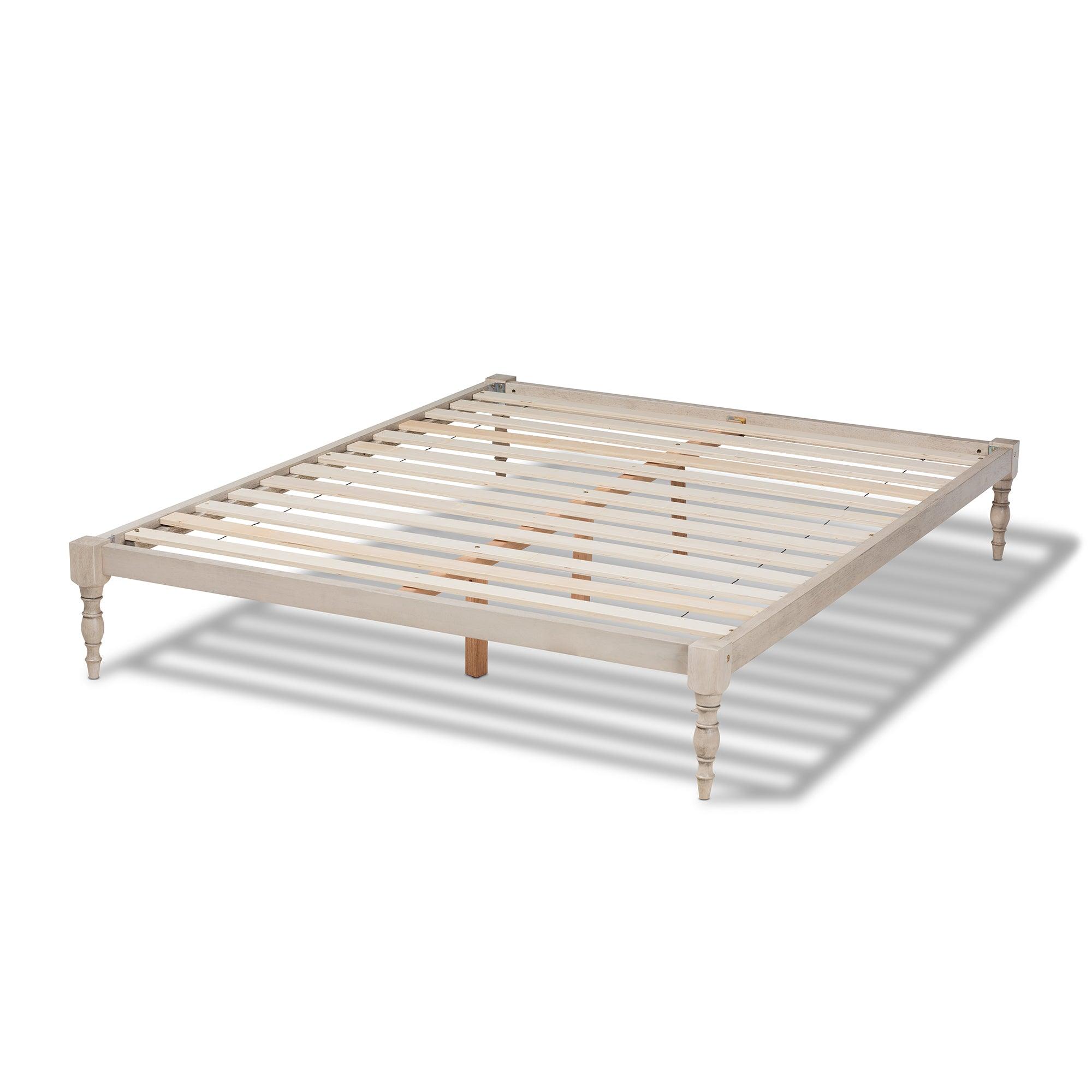 Iseline Modern and Contemporary Antique Finished Wood Platform Bed Frame