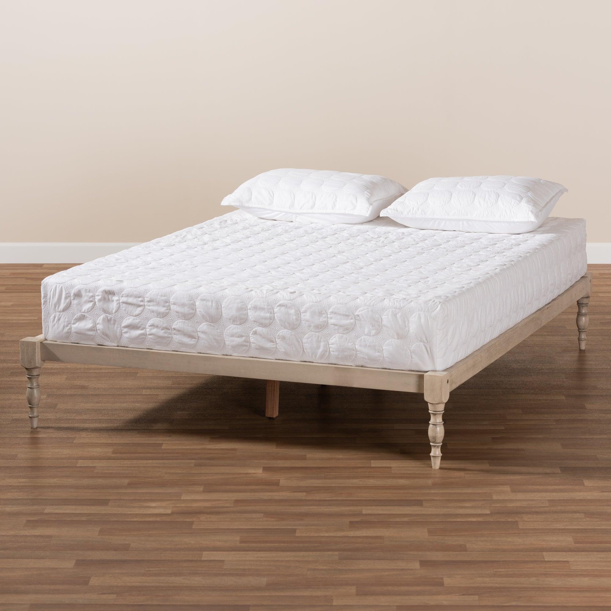 Iseline Modern and Contemporary Antique Finished Wood Platform Bed Frame