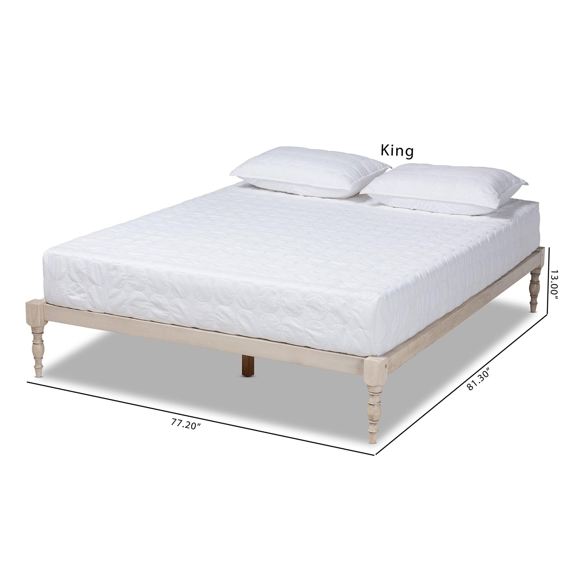 Iseline Modern and Contemporary Antique Finished Wood Platform Bed Frame