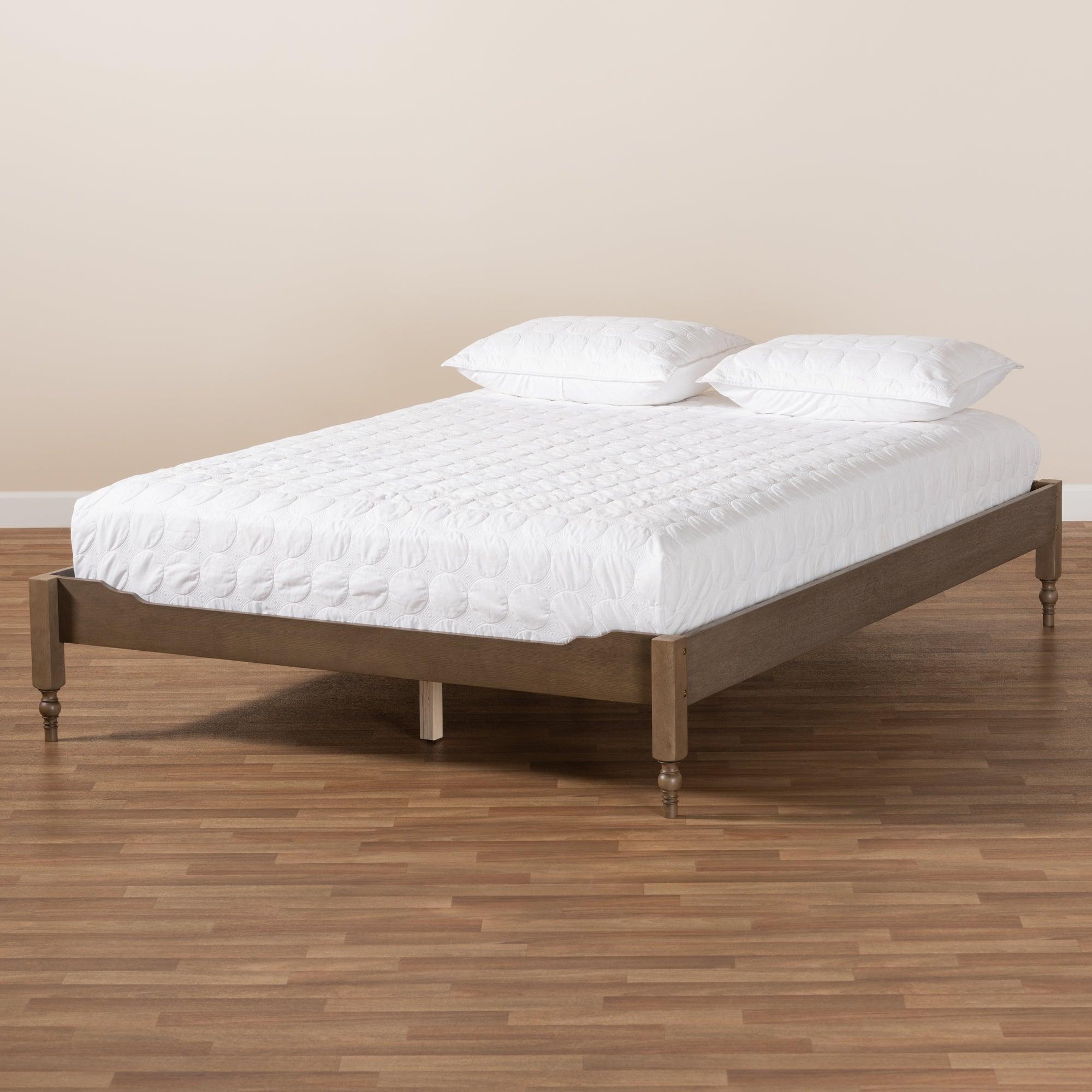 Laure French Bohemian Weathered Finished Wood Platform Bed Frame