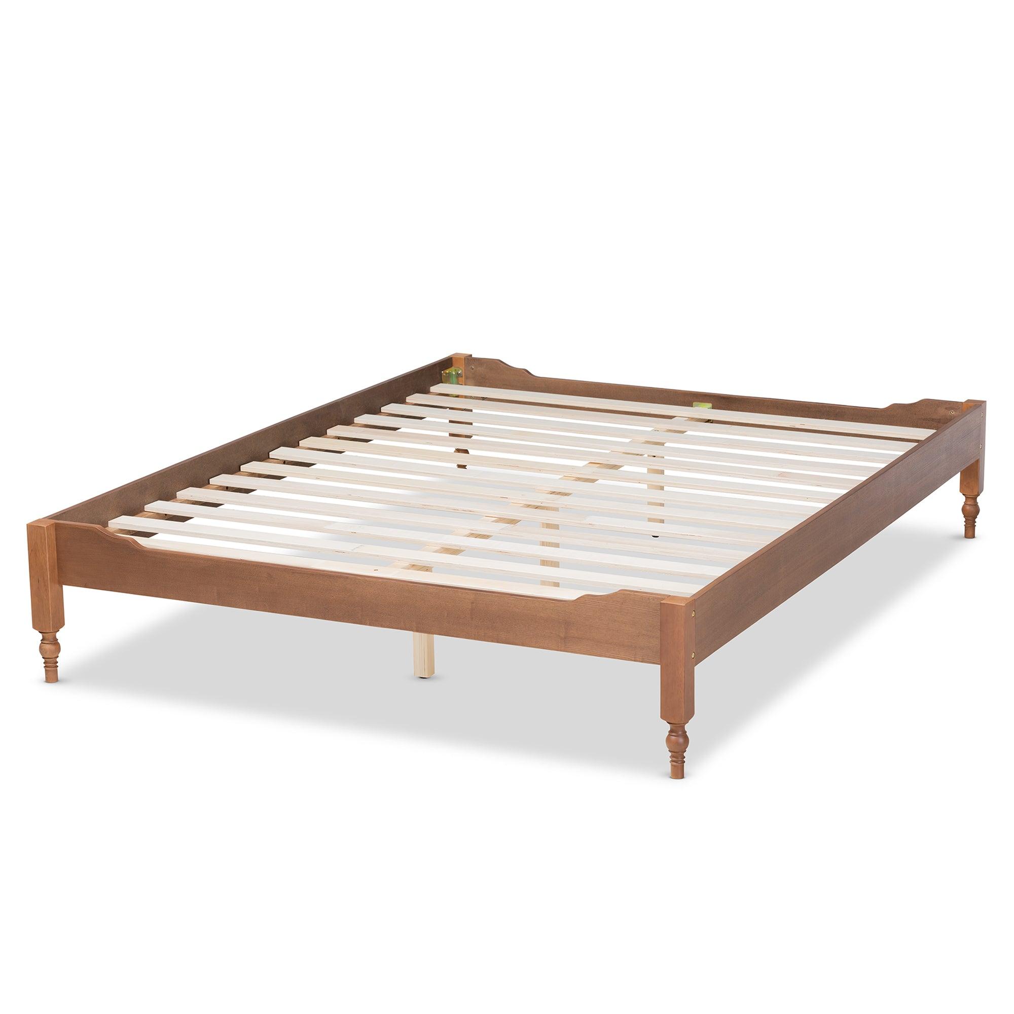 Laure French Bohemian Ash Finished Wood Platform Bed Frame