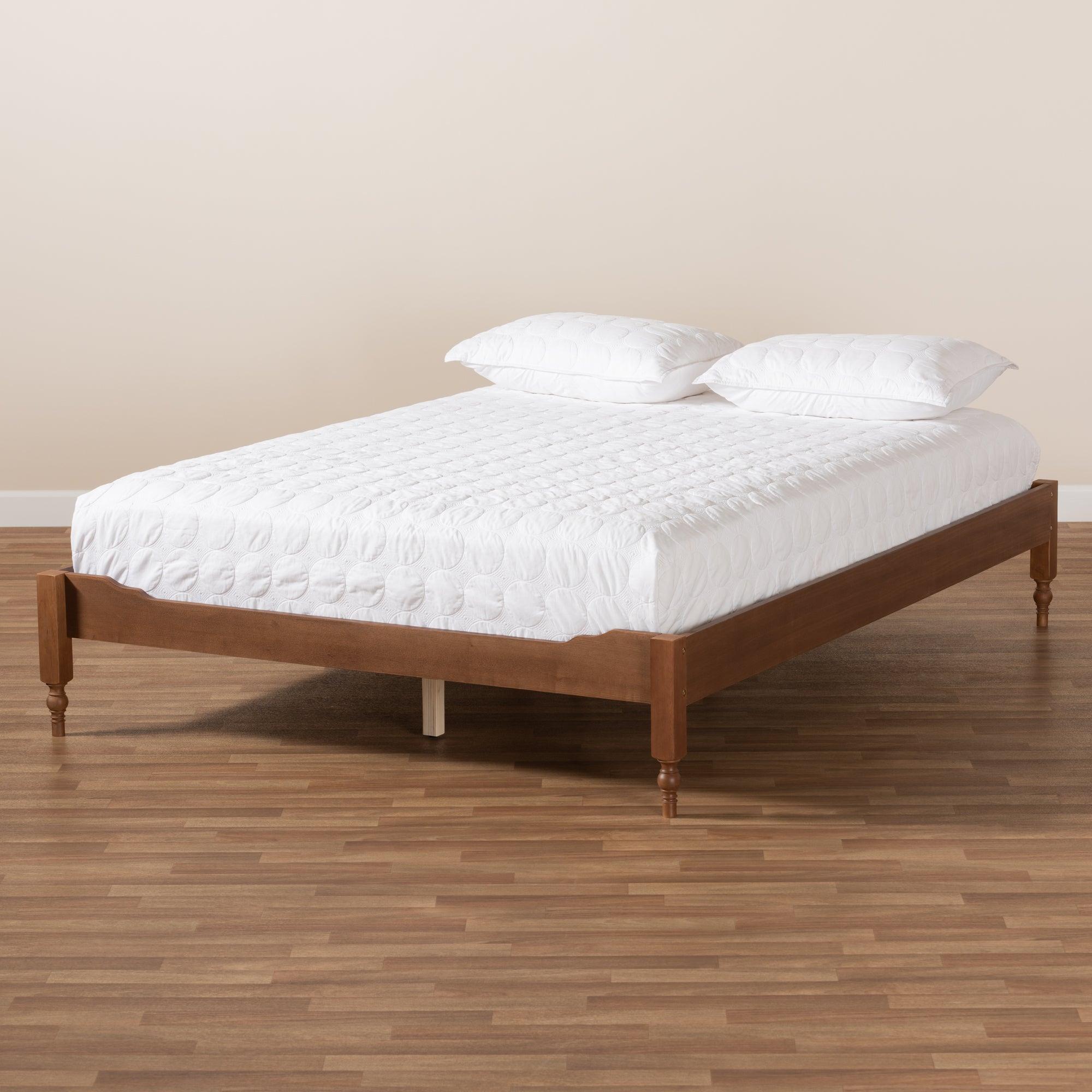 Laure French Bohemian Ash Finished Wood Platform Bed Frame