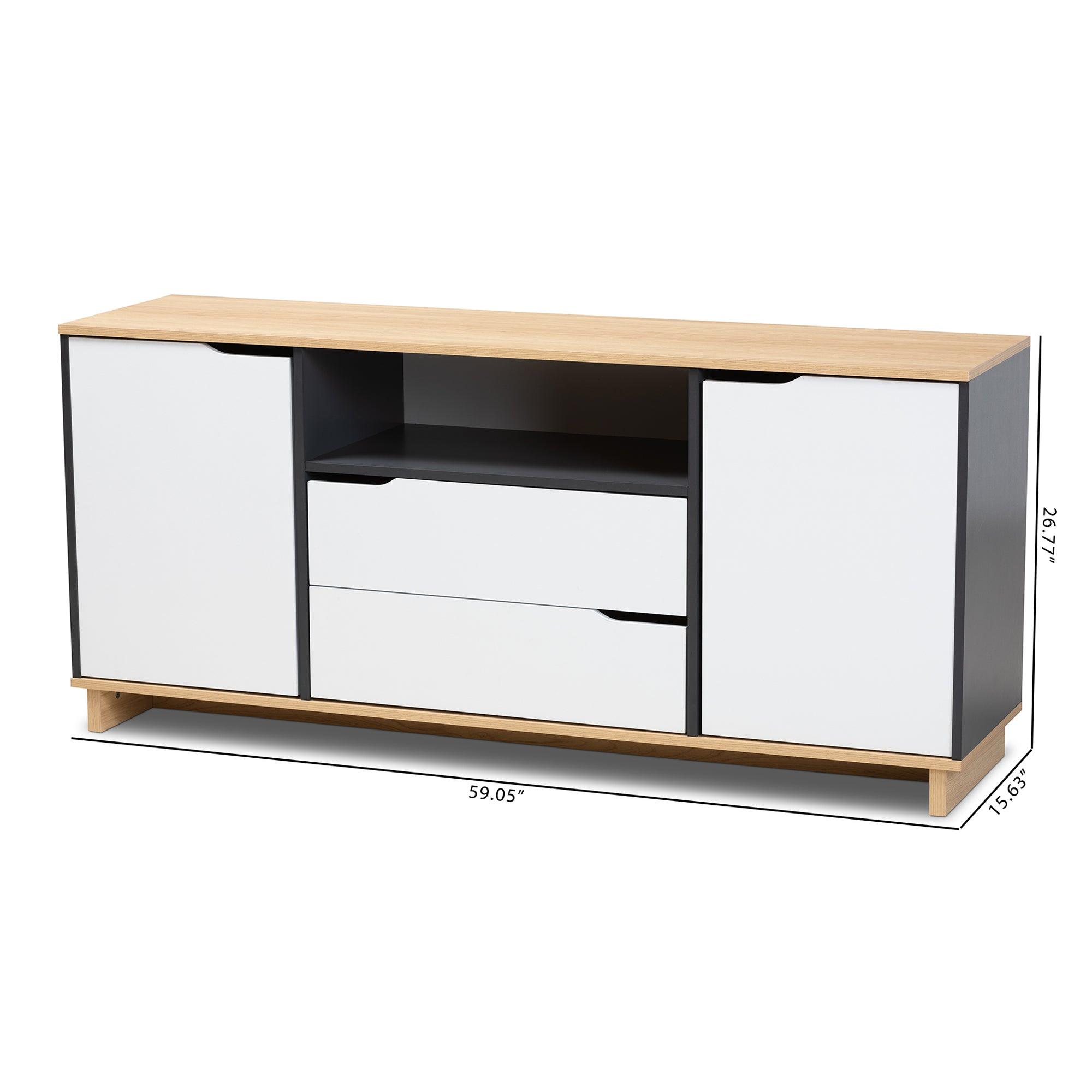 Reed Mid-Century Modern Multicolor 2-Door Wood Dining Room Sideboard