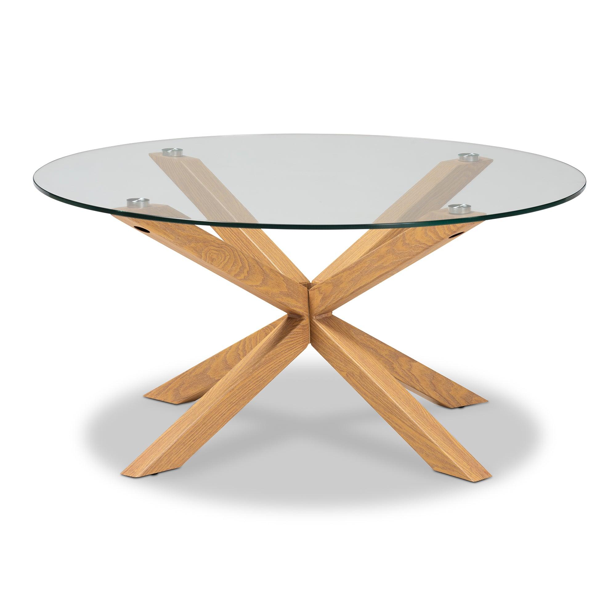 Lida Modern and Contemporary Glass and Wood Finished Coffee Table