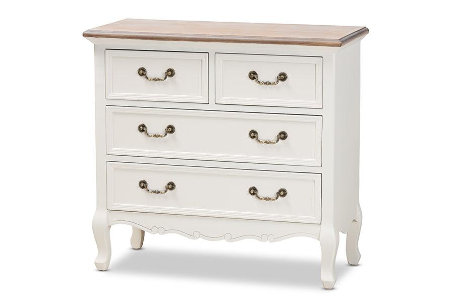 Amalie Antique French Country Cottage Two-Tone and Finished 4-Drawer Accent Storage Cabinet