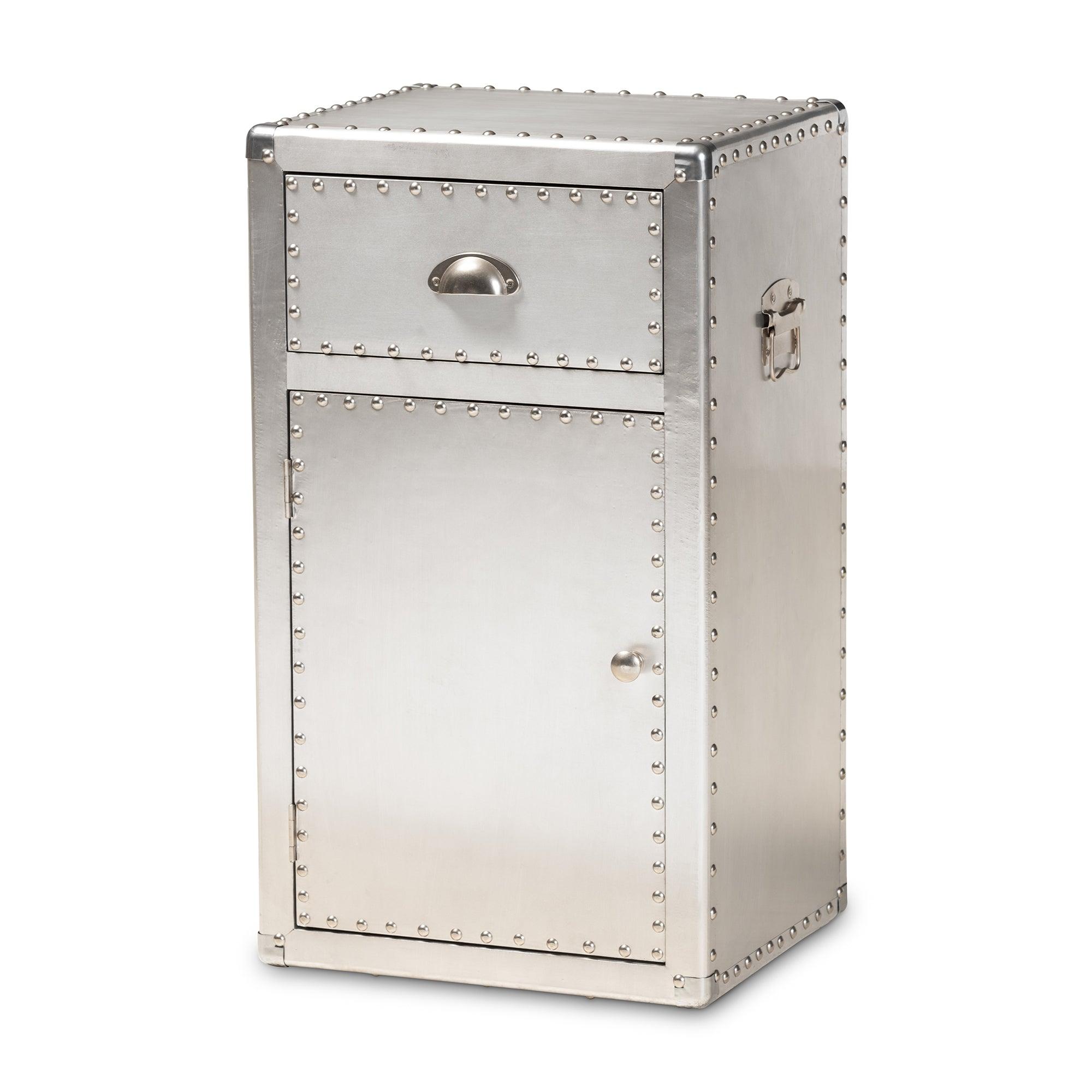 Serge French Industrial Metal 1-Door Accent Storage Cabinet