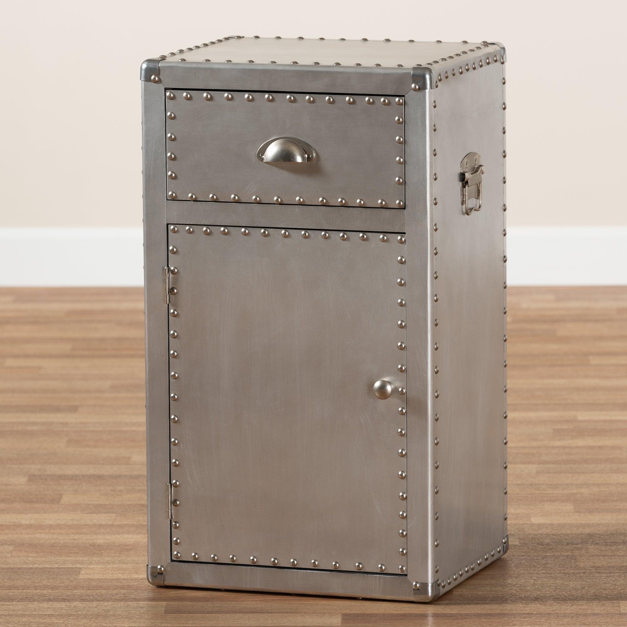 Serge French Industrial Metal 1-Door Accent Storage Cabinet