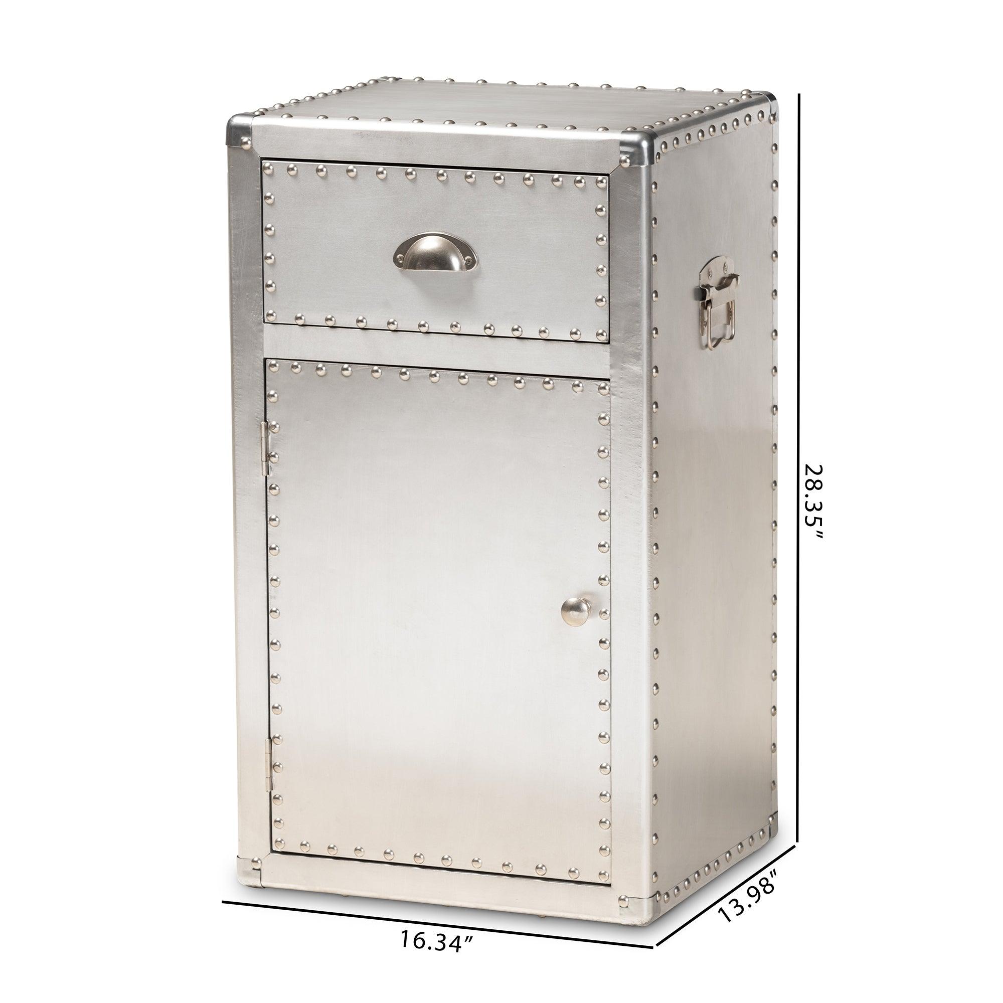 Serge French Industrial Metal 1-Door Accent Storage Cabinet