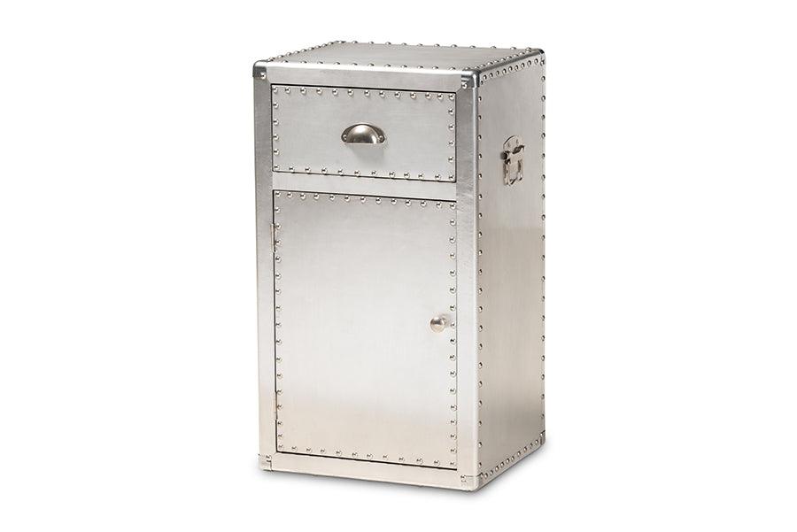 Serge French Industrial Metal 1-Door Accent Storage Cabinet