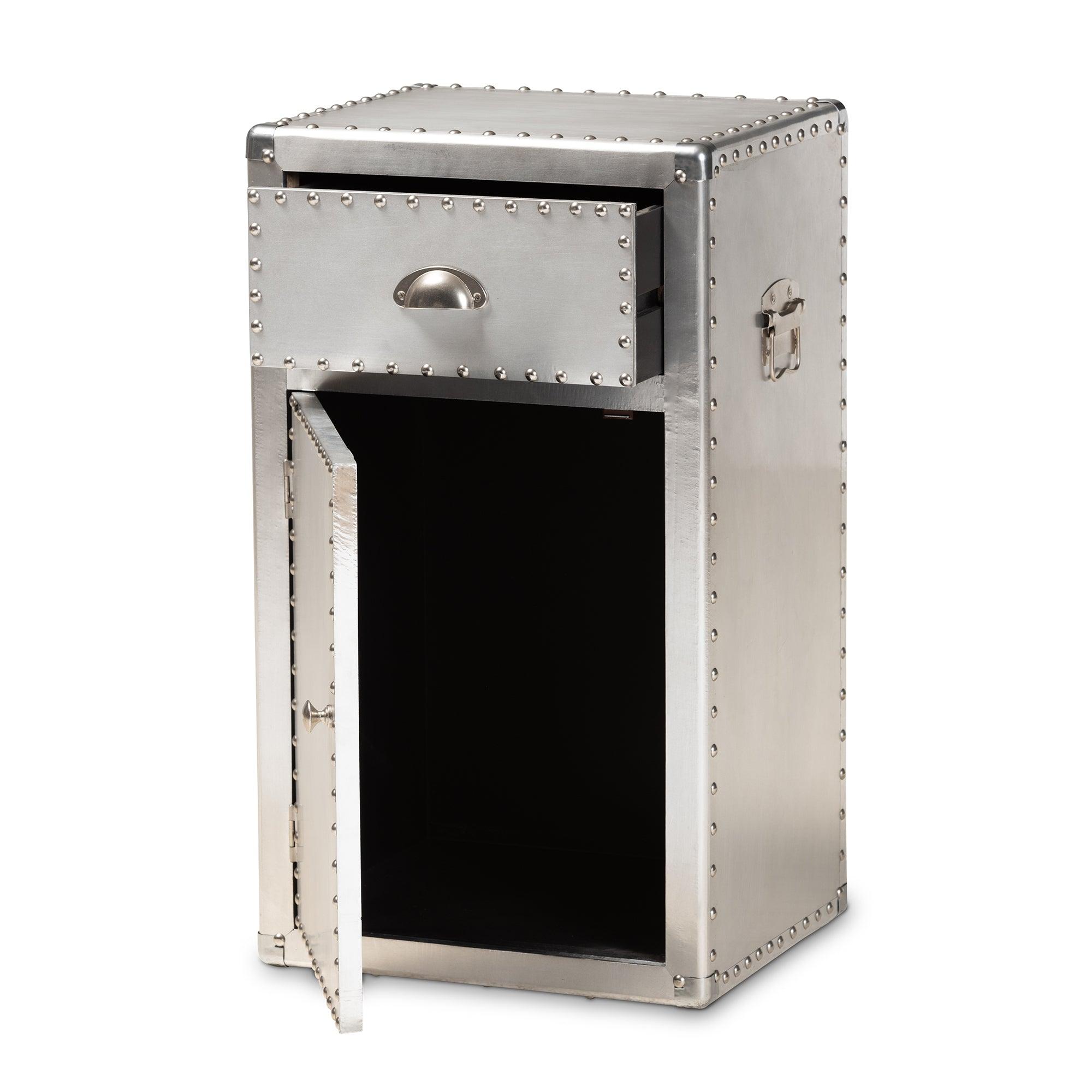 Serge French Industrial Metal 1-Door Accent Storage Cabinet