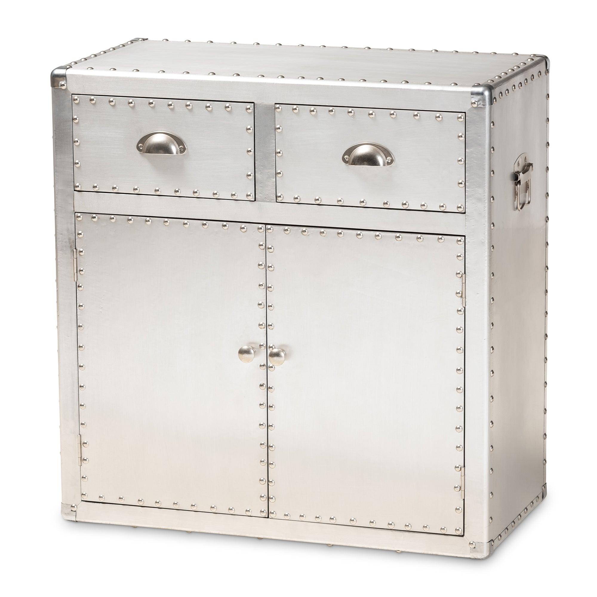 Serge French Industrial Metal 2-Door Accent Storage Cabinet