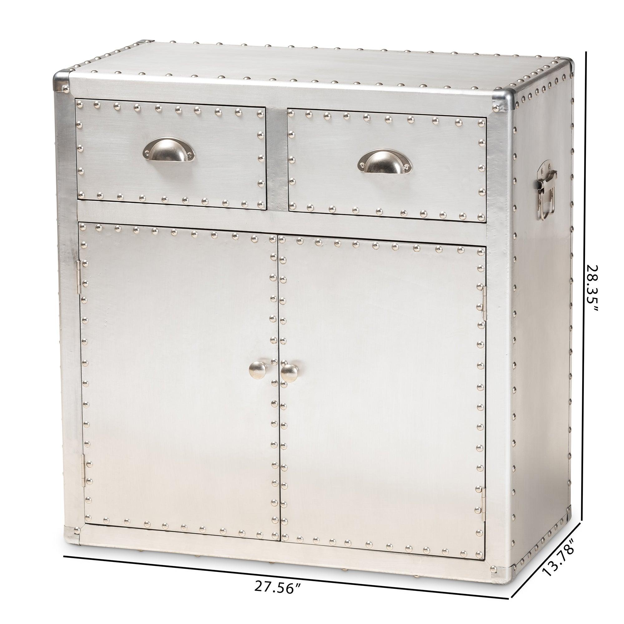 Serge French Industrial Metal 2-Door Accent Storage Cabinet