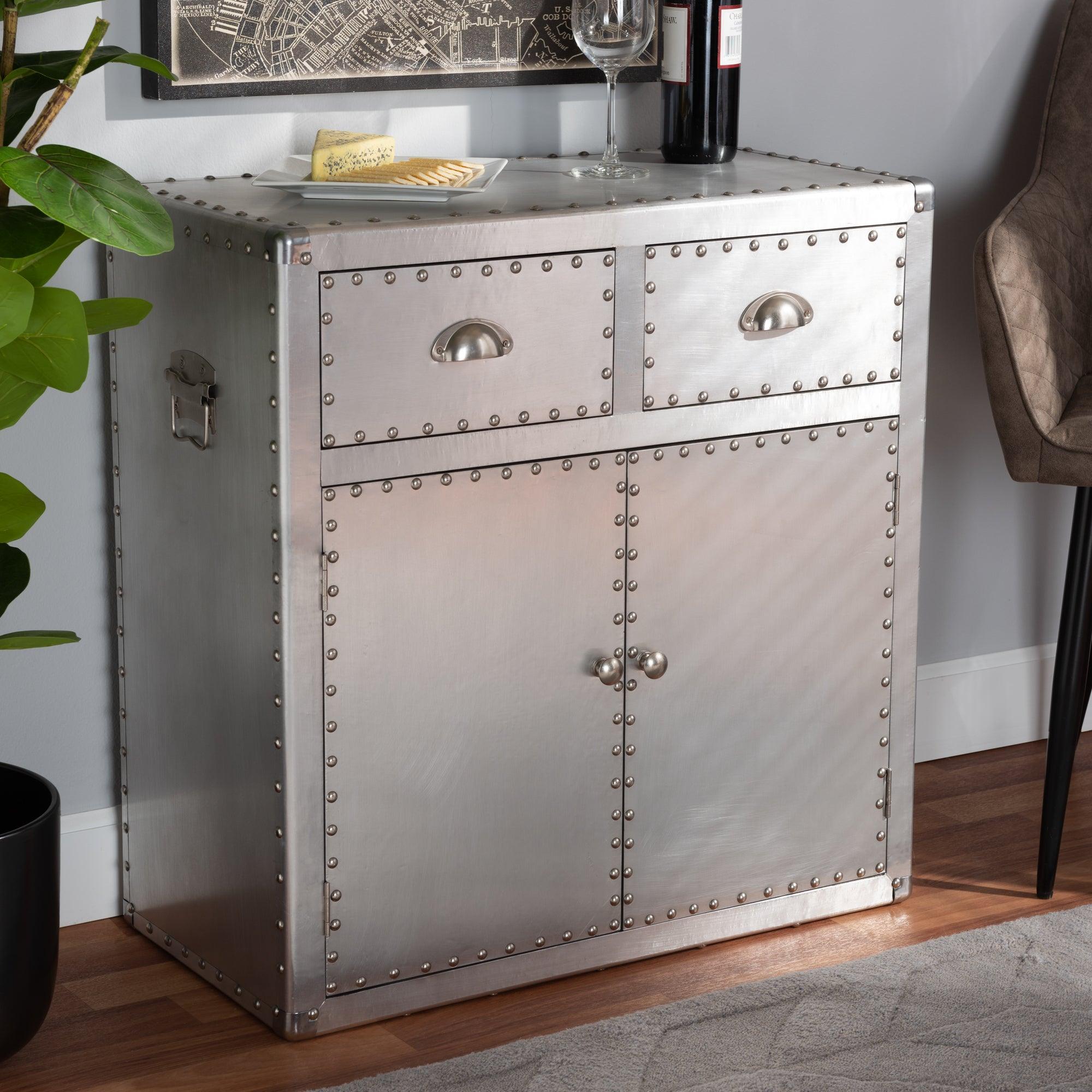 Serge French Industrial Metal 2-Door Accent Storage Cabinet