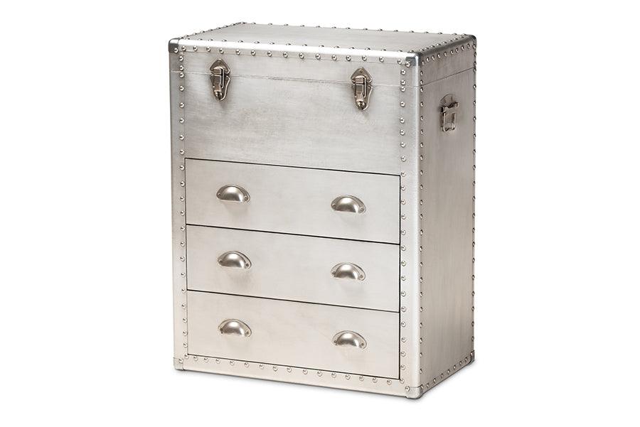 Serge French Industrial Metal 3-Drawer Accent Storage Cabinet