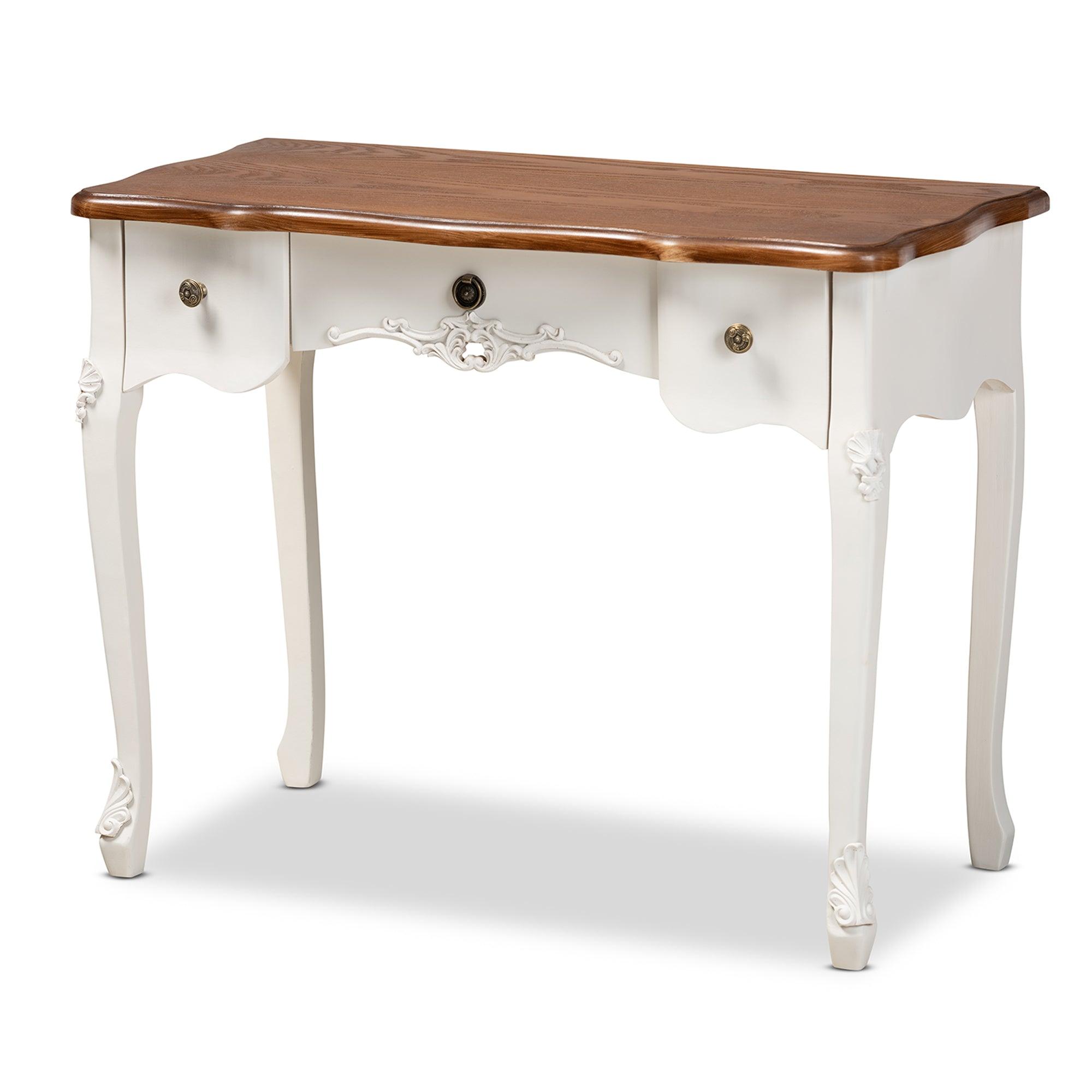 Sophie Classic Traditional French Country and Finished Small 3-Drawer Wood Console Table