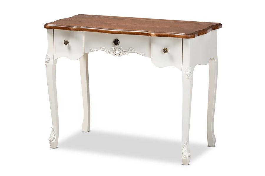 Sophie Classic Traditional French Country and Finished Small 3-Drawer Wood Console Table