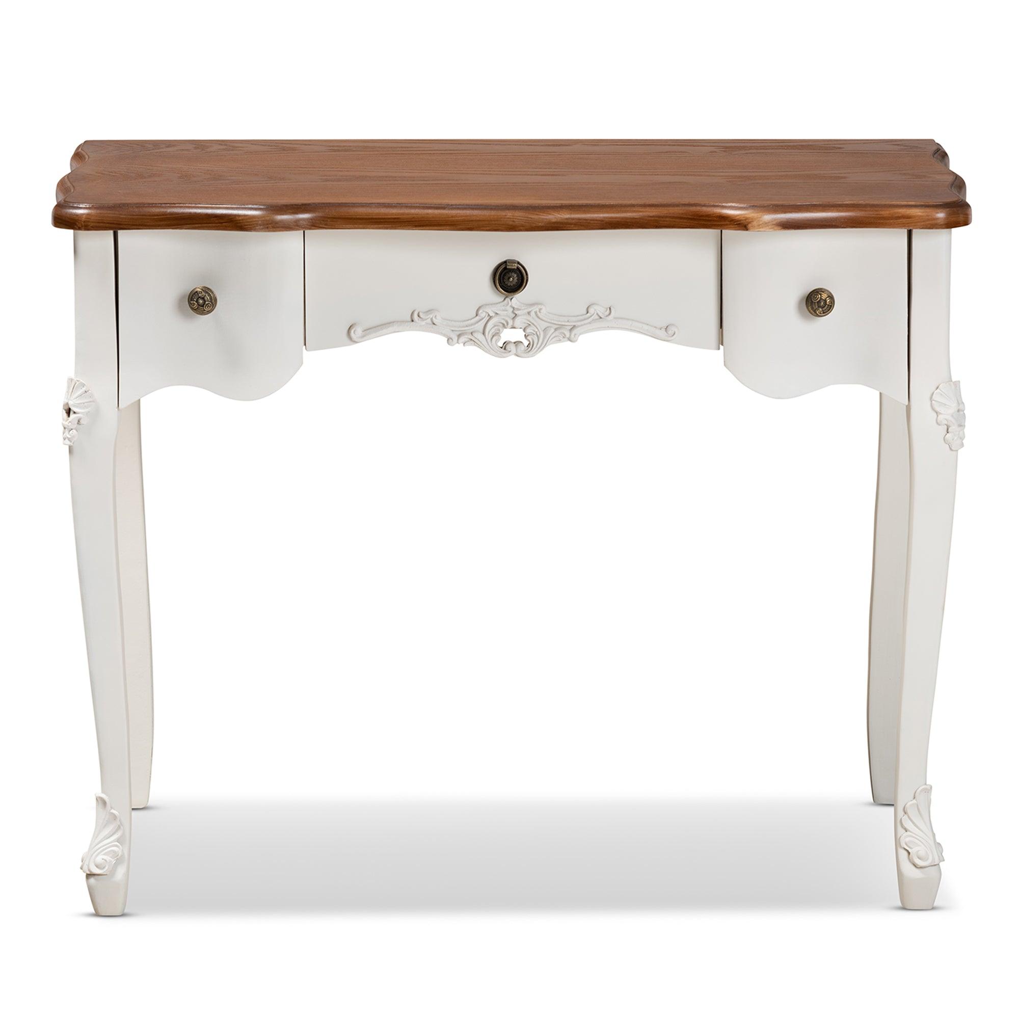 Sophie Classic Traditional French Country and Finished Small 3-Drawer Wood Console Table