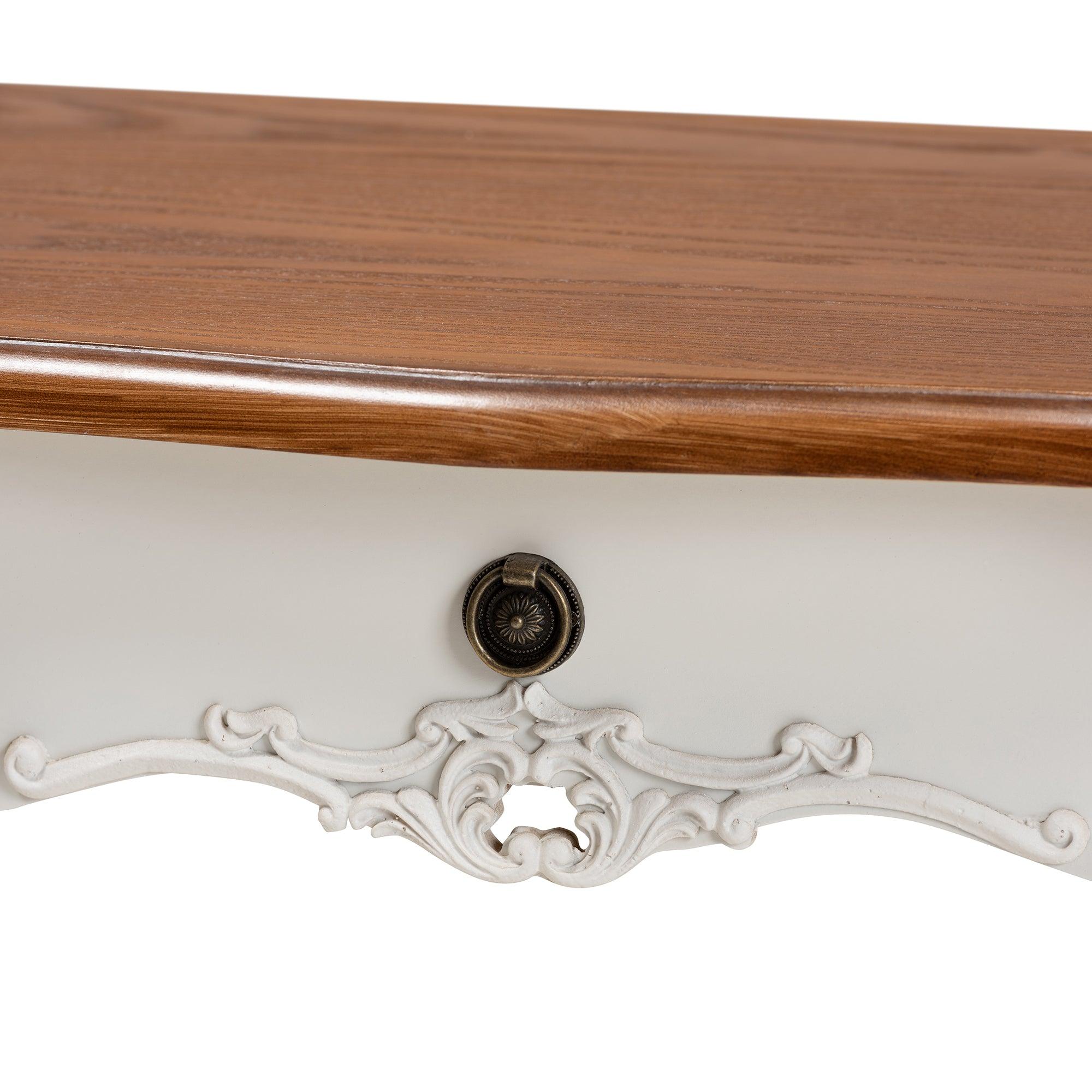 Sophie Classic Traditional French Country and Finished Small 3-Drawer Wood Console Table