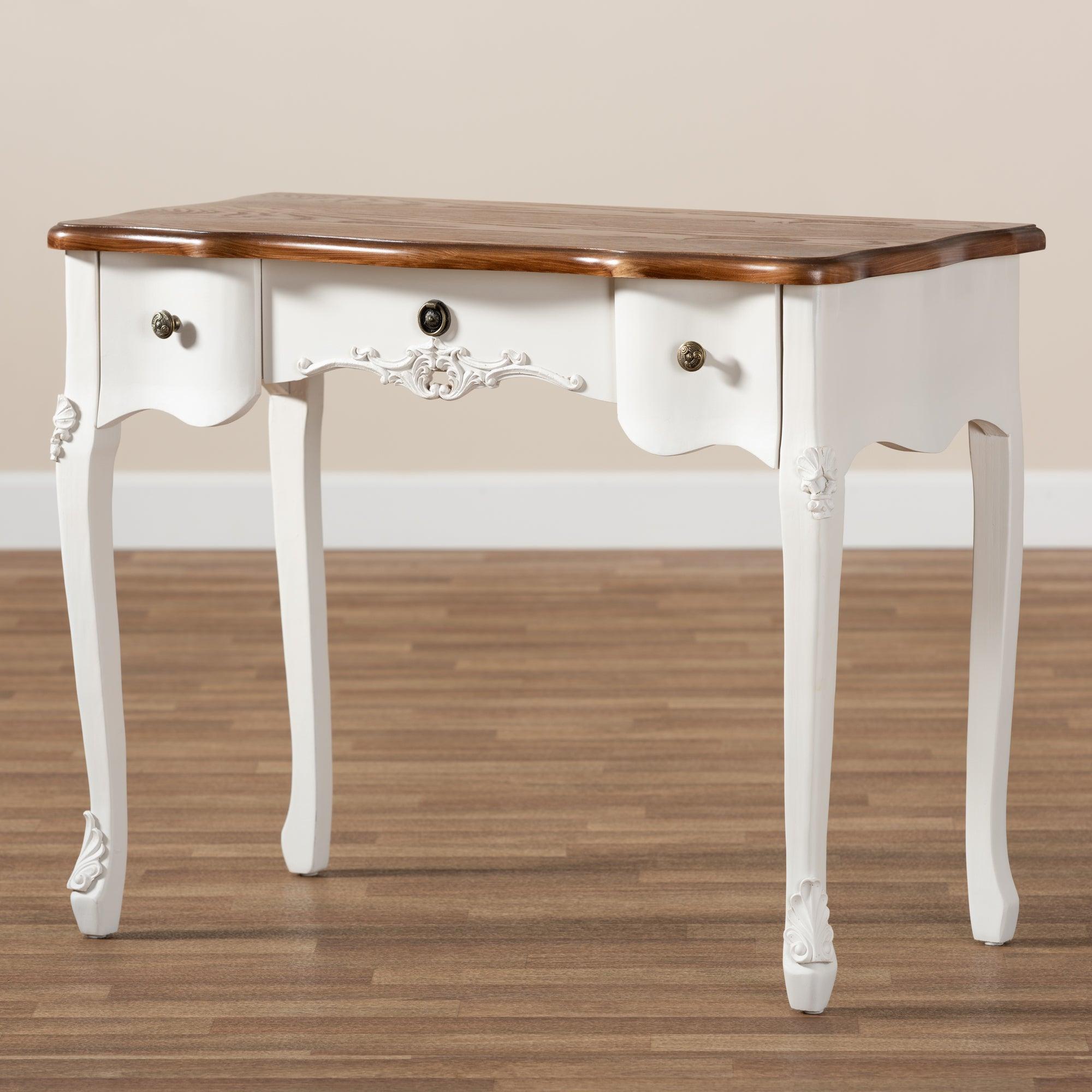 Sophie Classic Traditional French Country and Finished Small 3-Drawer Wood Console Table