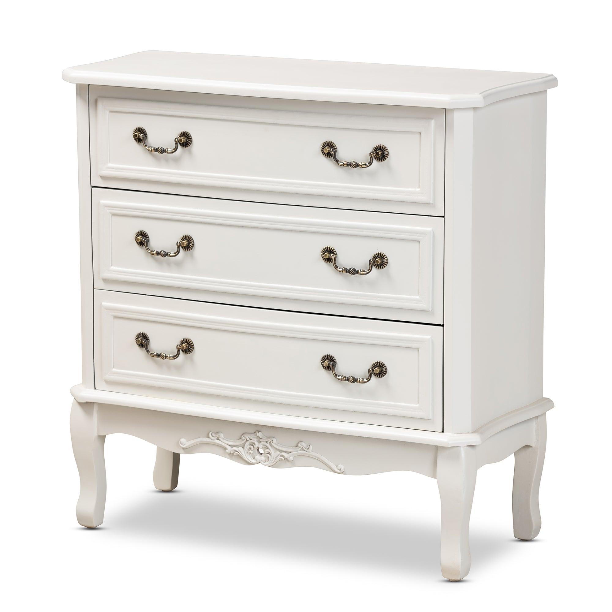 Gabrielle Traditional French Country Provincial -Finished 3-Drawer Wood Storage Cabinet