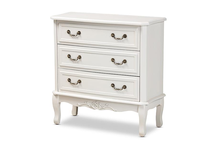 Gabrielle Traditional French Country Provincial -Finished 3-Drawer Wood Storage Cabinet