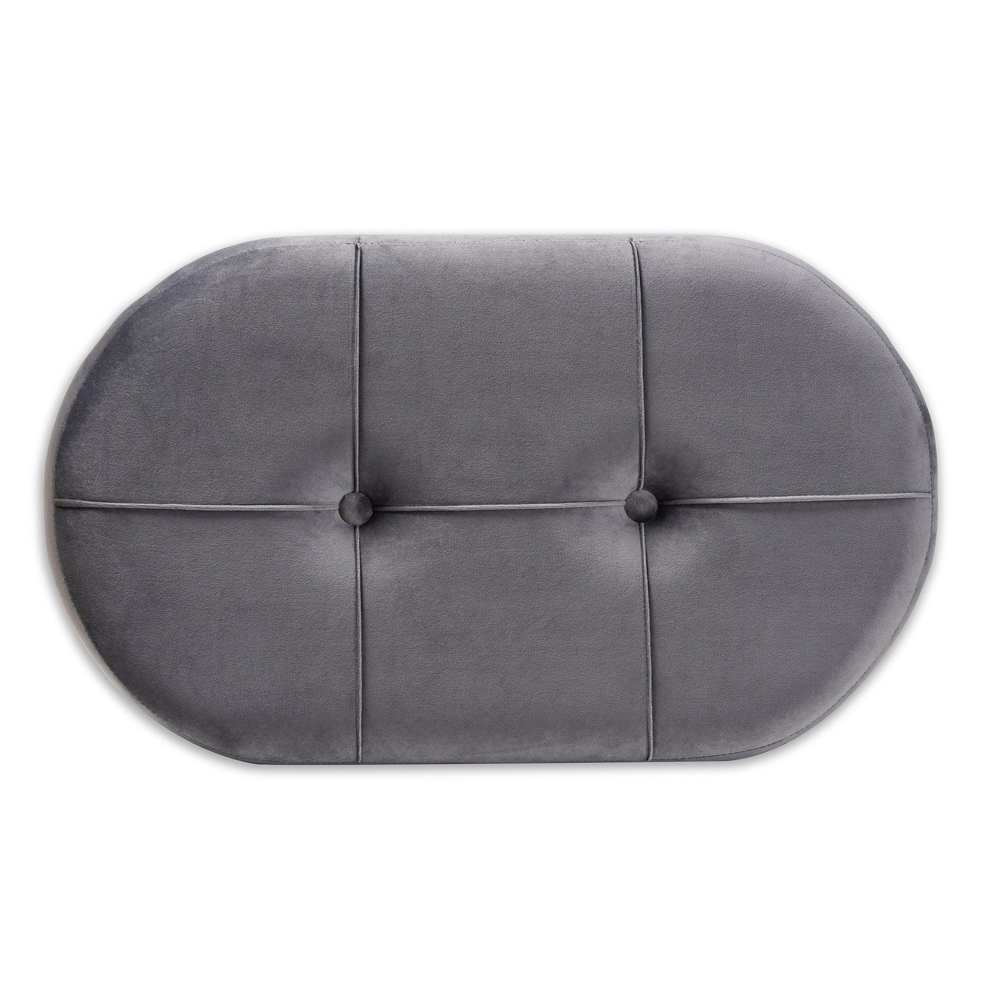 Simone Mid-Century Modern Velvet Fabric Upholstered Wood Ottoman