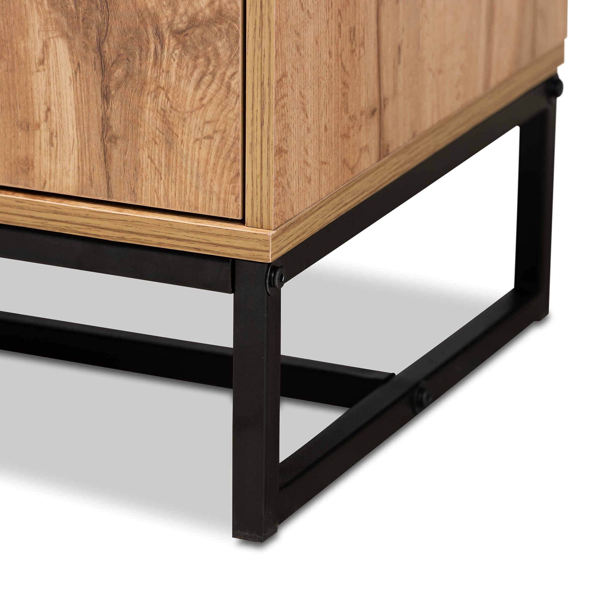 Reid Modern and Contemporary Industrial Finished Wood and Metal 3-Drawer Sideboard Buffet