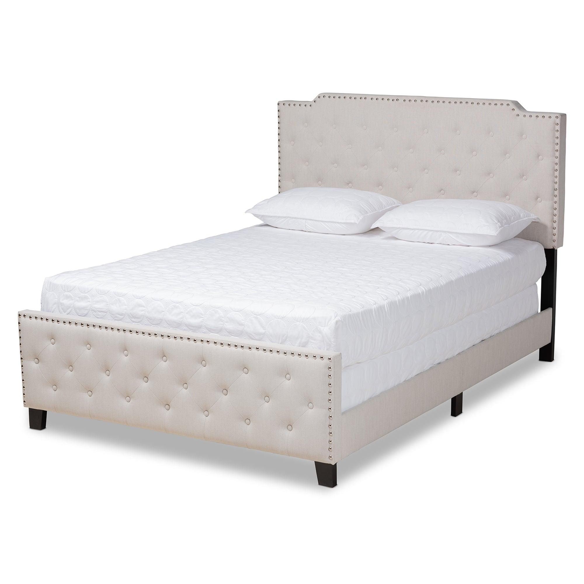 Marion Modern Transitional Fabric Upholstered Button Tufted Panel Bed