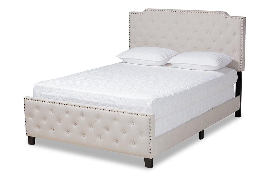 Marion Modern Transitional Fabric Upholstered Button Tufted Panel Bed