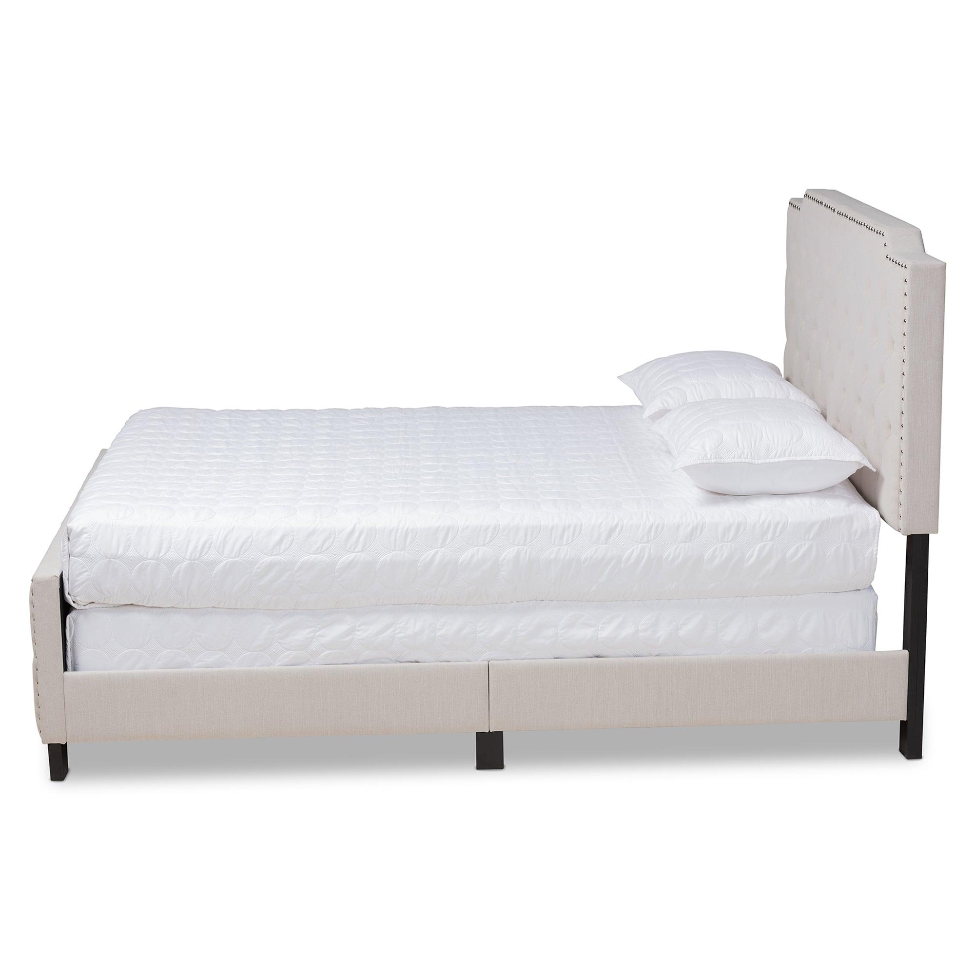 Marion Modern Transitional Fabric Upholstered Button Tufted Panel Bed