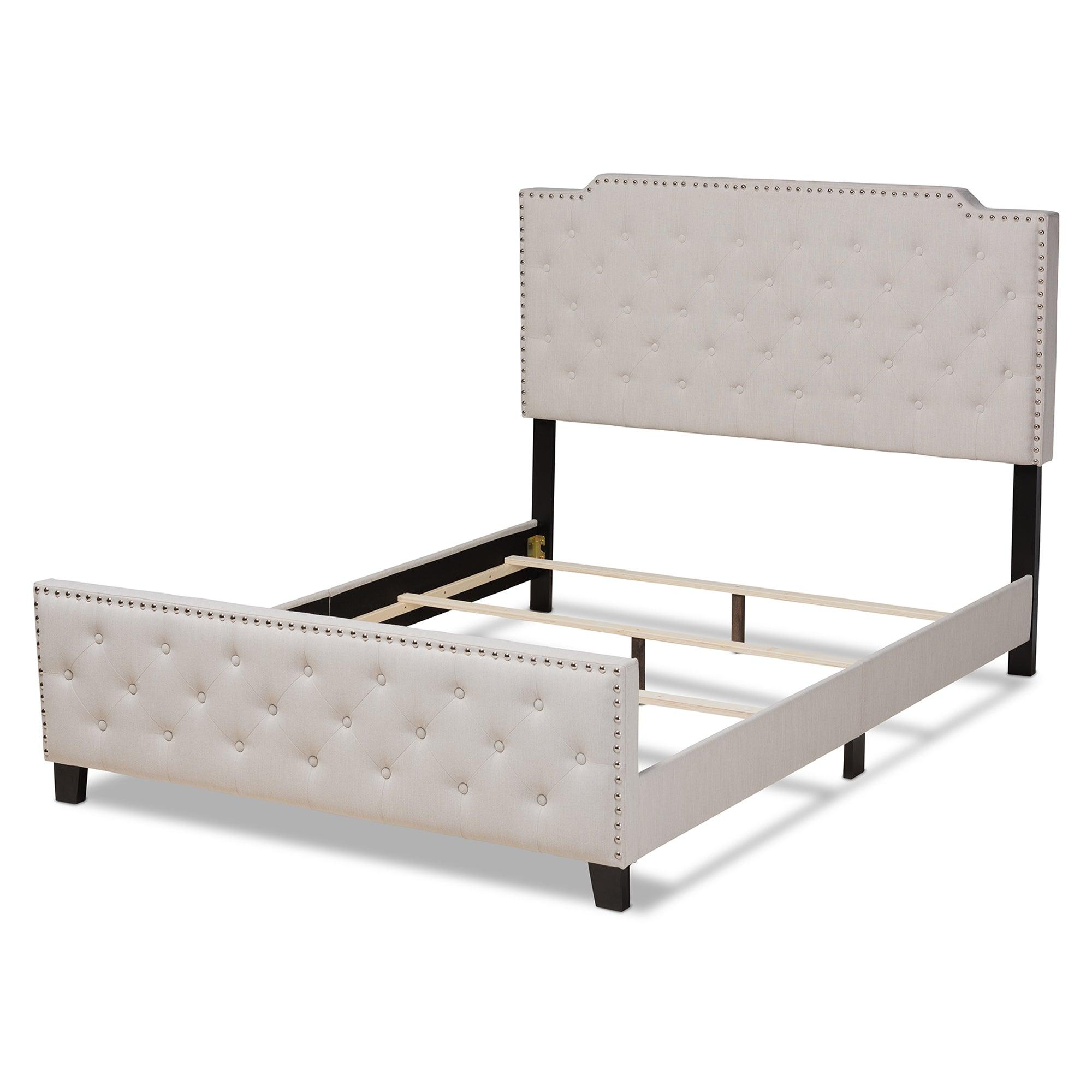 Marion Modern Transitional Fabric Upholstered Button Tufted Panel Bed