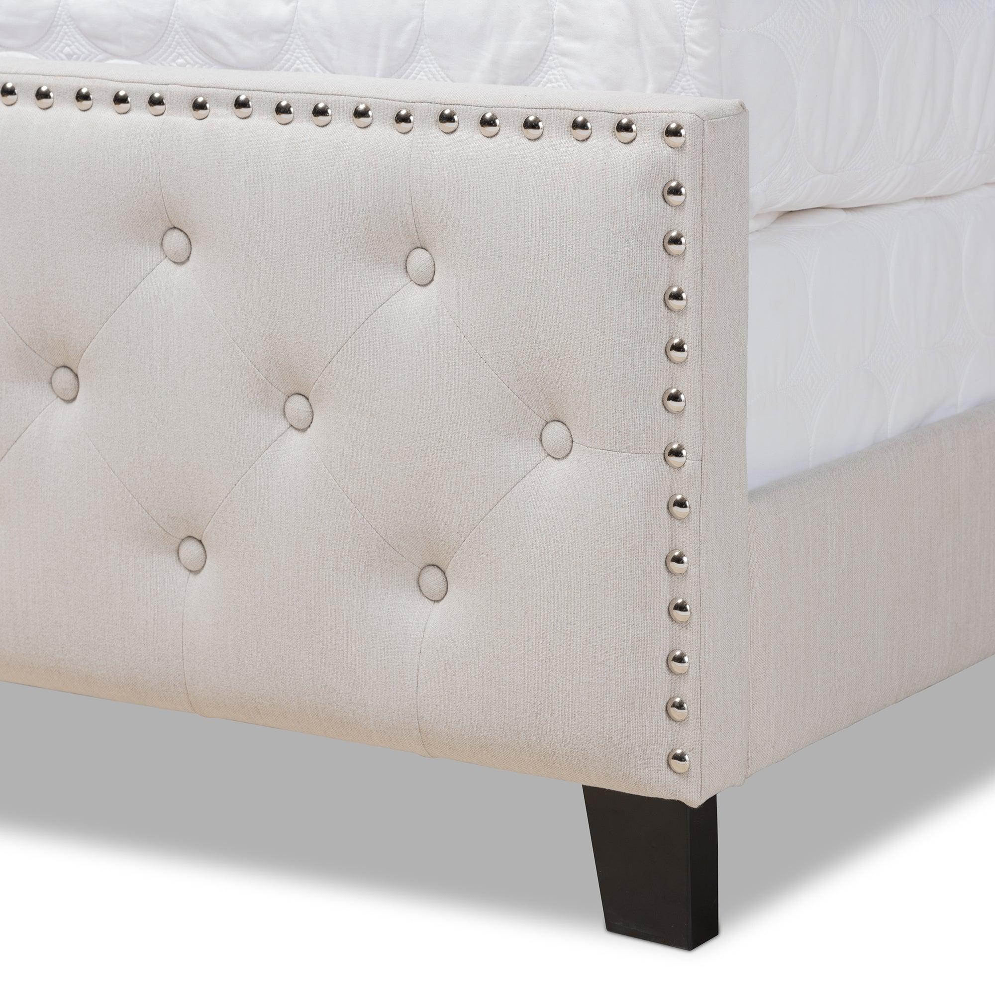 Marion Modern Transitional Fabric Upholstered Button Tufted Panel Bed