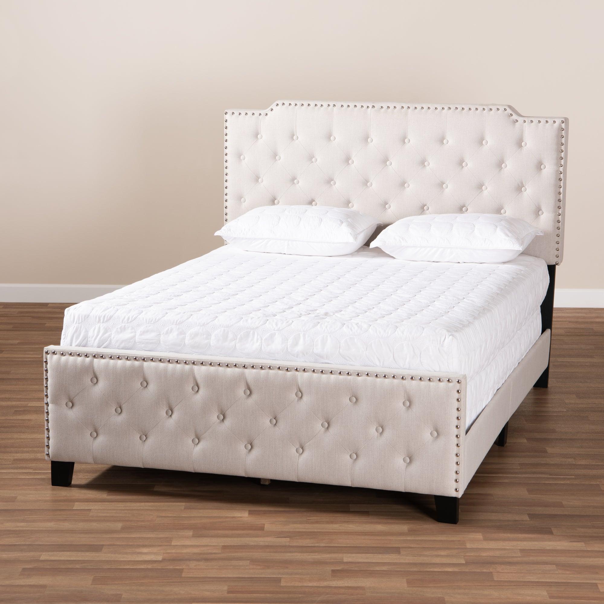 Marion Modern Transitional Fabric Upholstered Button Tufted Panel Bed