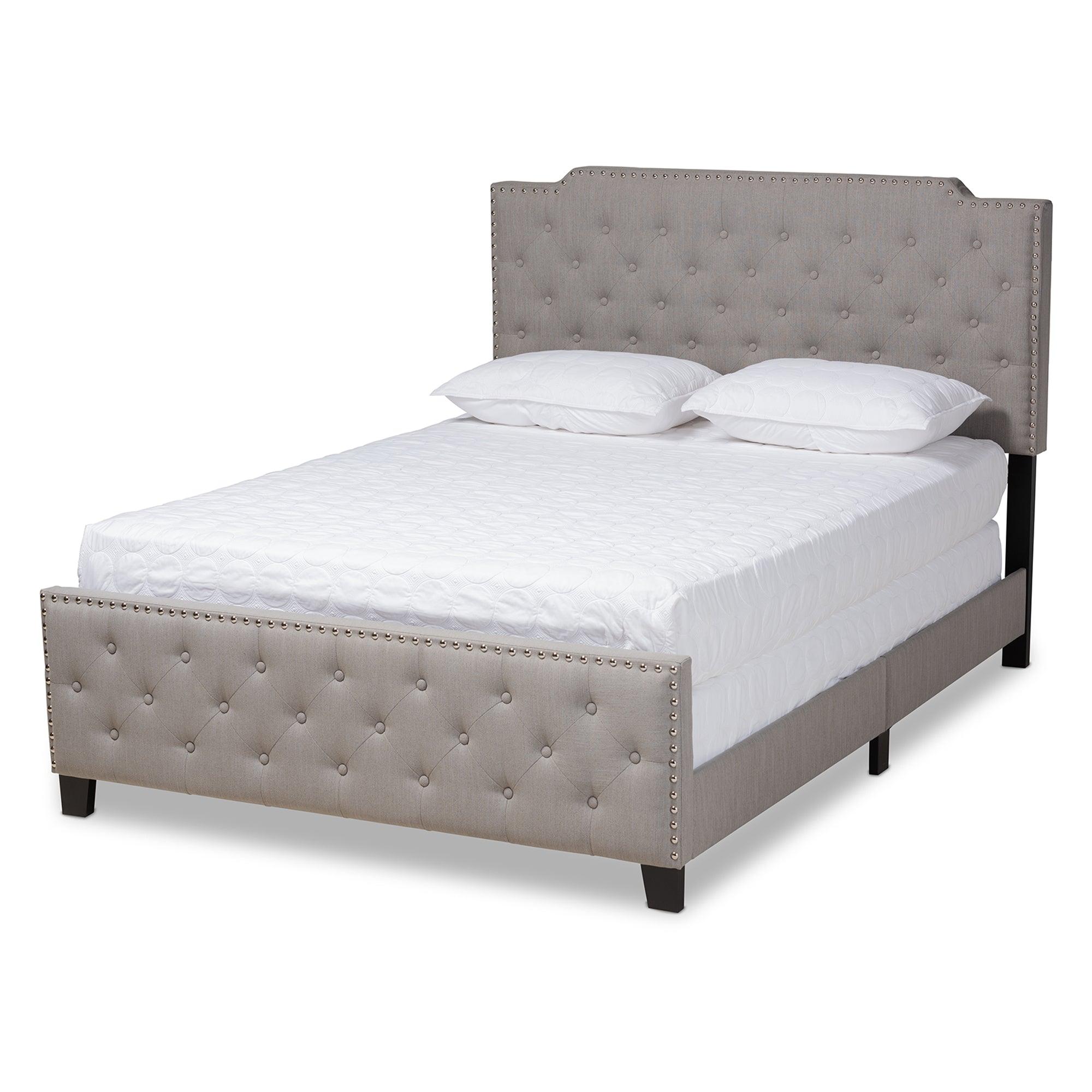 Marion Modern Transitional Fabric Upholstered Button Tufted Panel Bed