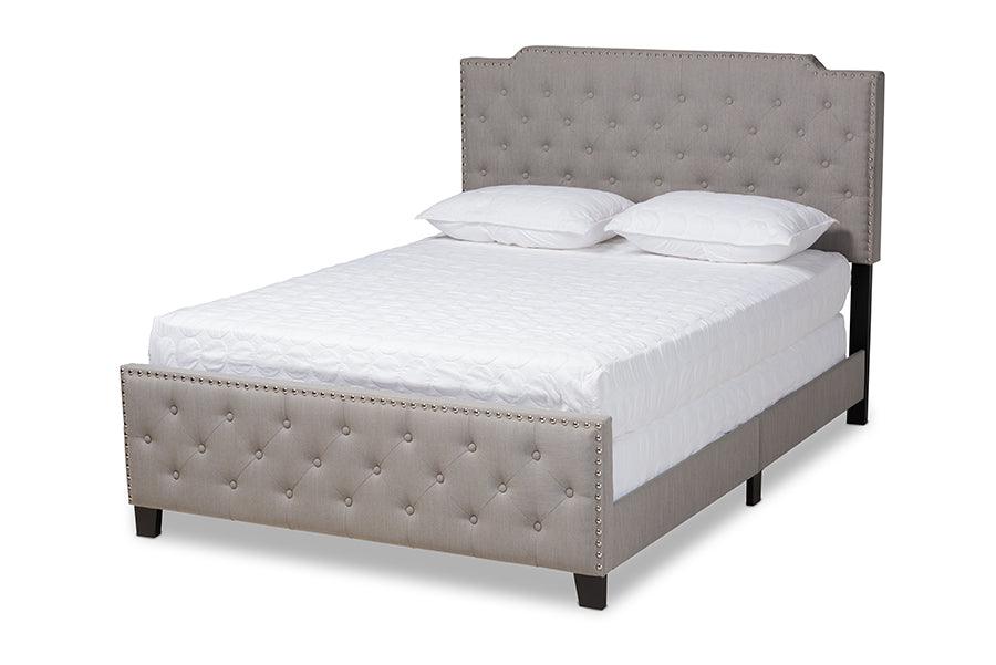 Marion Modern Transitional Fabric Upholstered Button Tufted Panel Bed