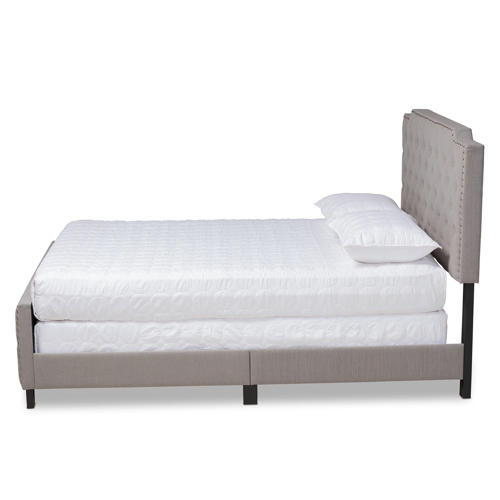 Marion Modern Transitional Fabric Upholstered Button Tufted Panel Bed